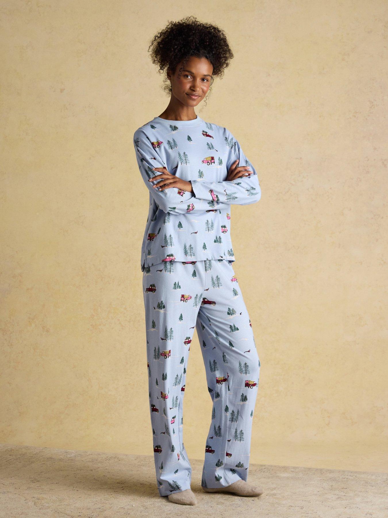 Joules Lyla Long Sleeve Jersey Cotton Pyjama Set - Blue