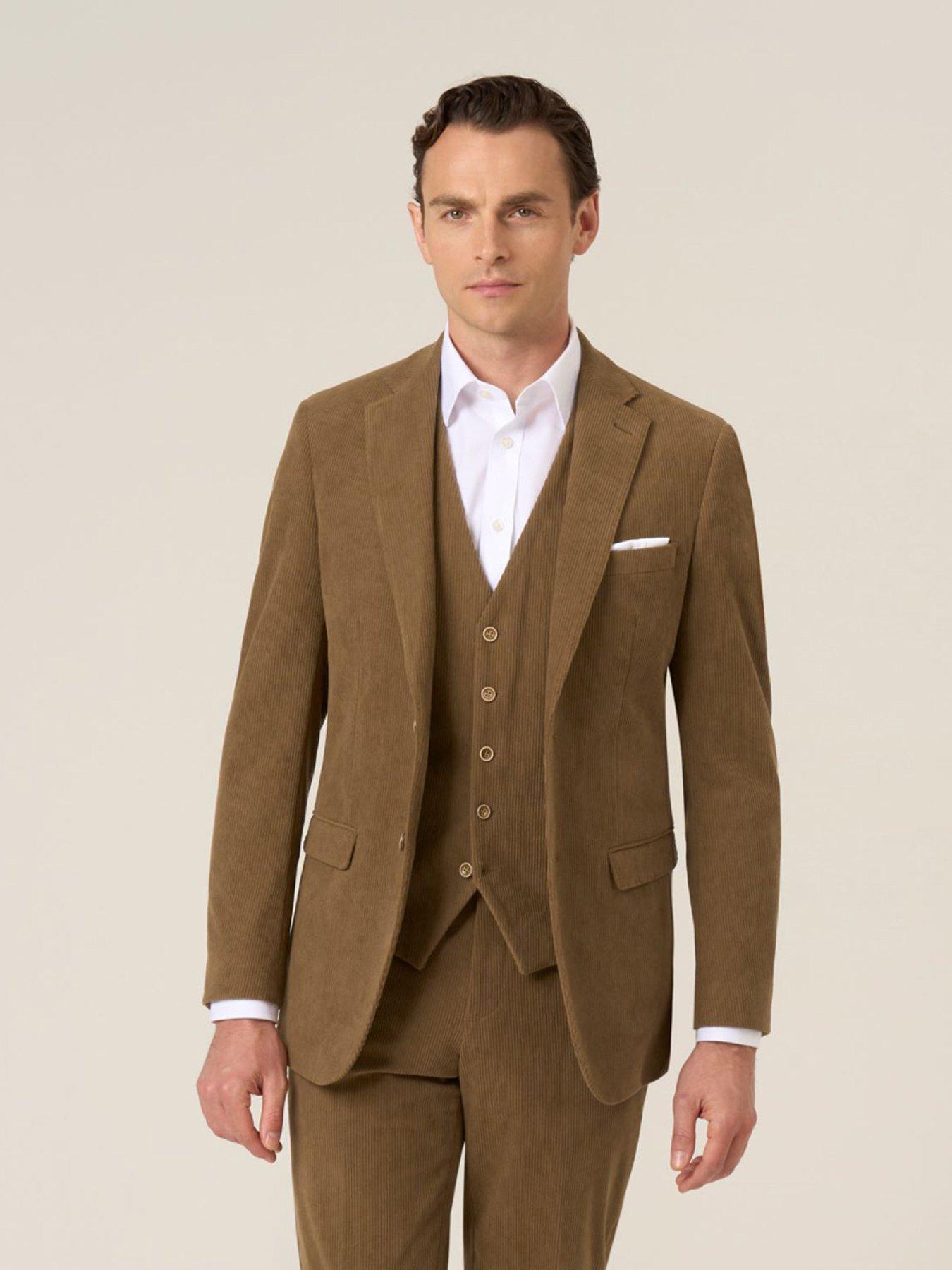 Skopes Tailored Fit Dorsey Corduroy Suit Jacket - Brown