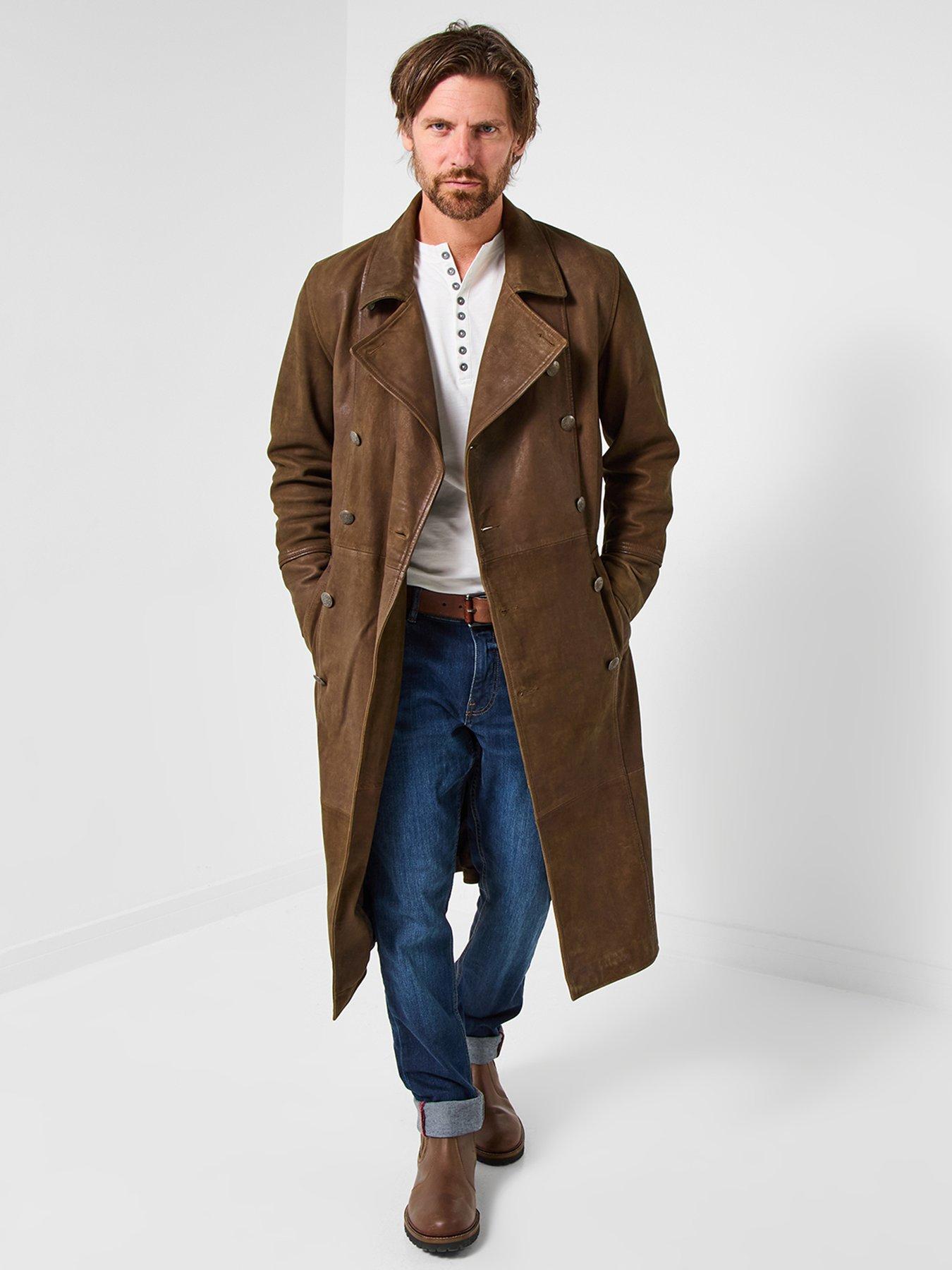 Joe Browns Leather Military Overcoat