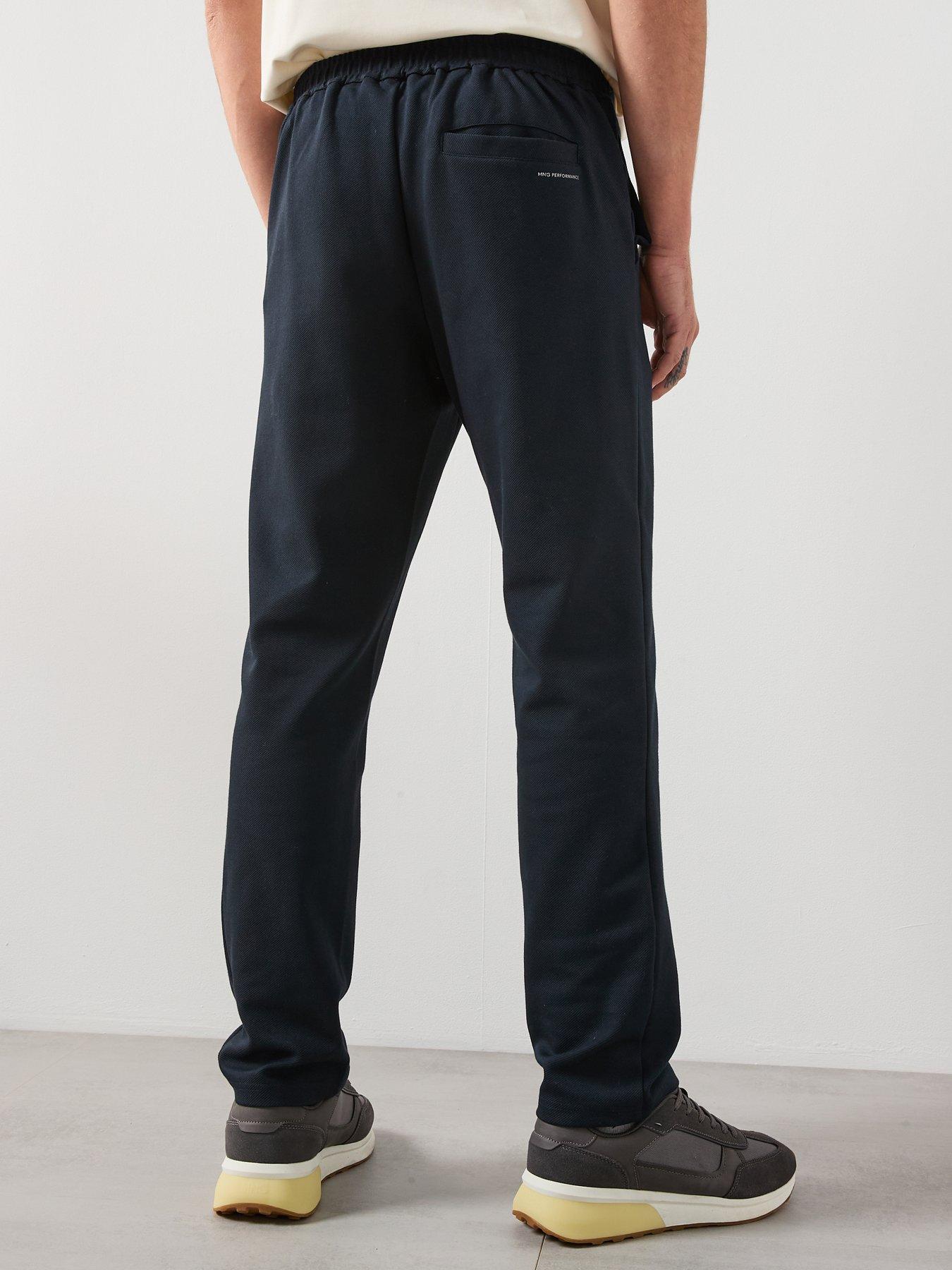 Image 2 of 5 of Mango Jens Fine Rib Performance Open Hem Joggers - Navy