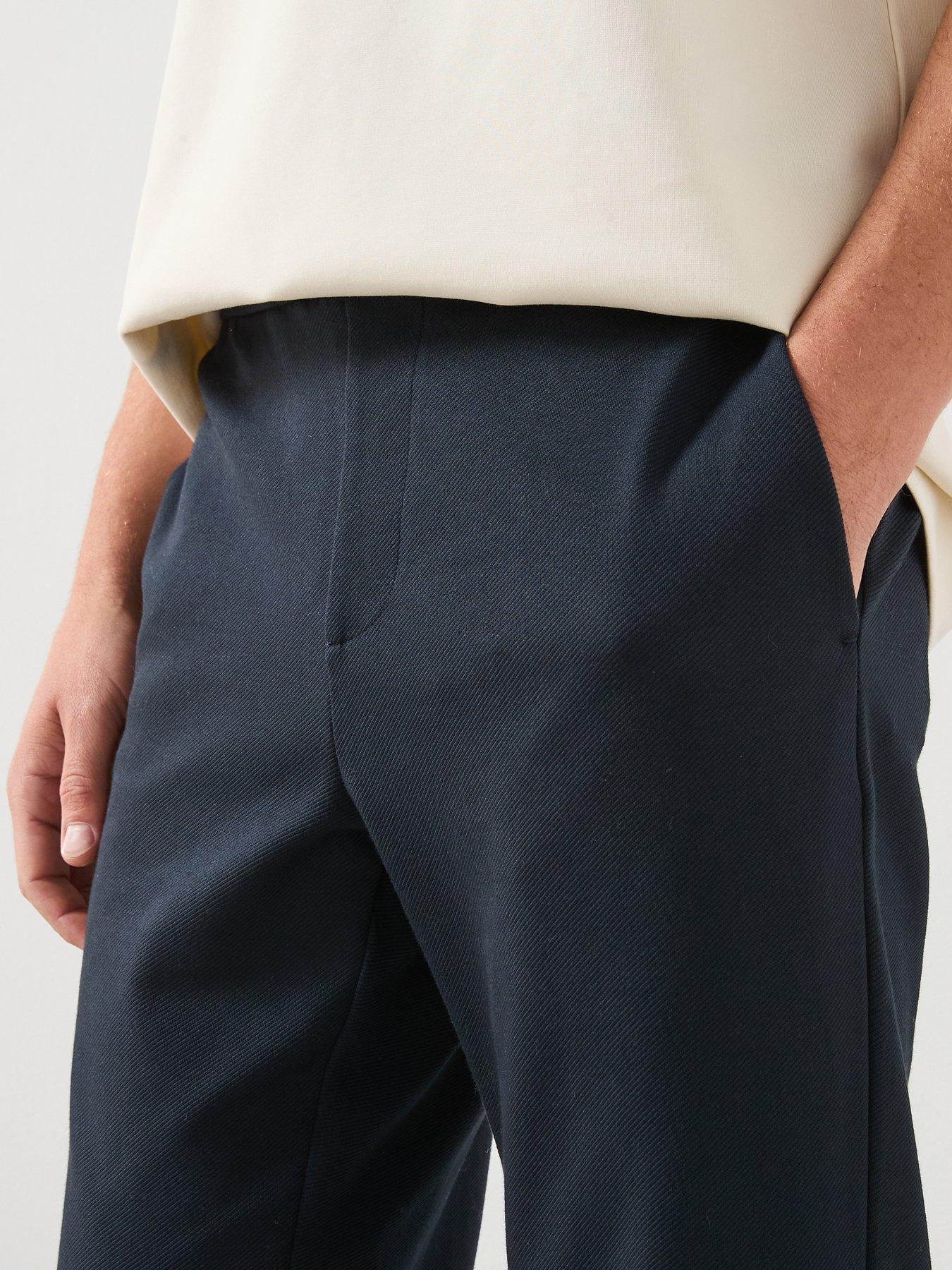 Image 4 of 5 of Mango Jens Fine Rib Performance Open Hem Joggers - Navy