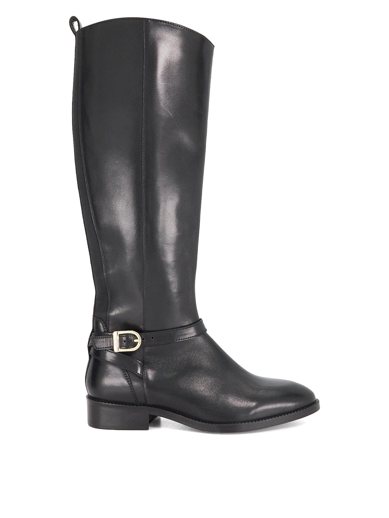 Dune London Wide Fit Talias Leather Knee High Riding Boots - Black