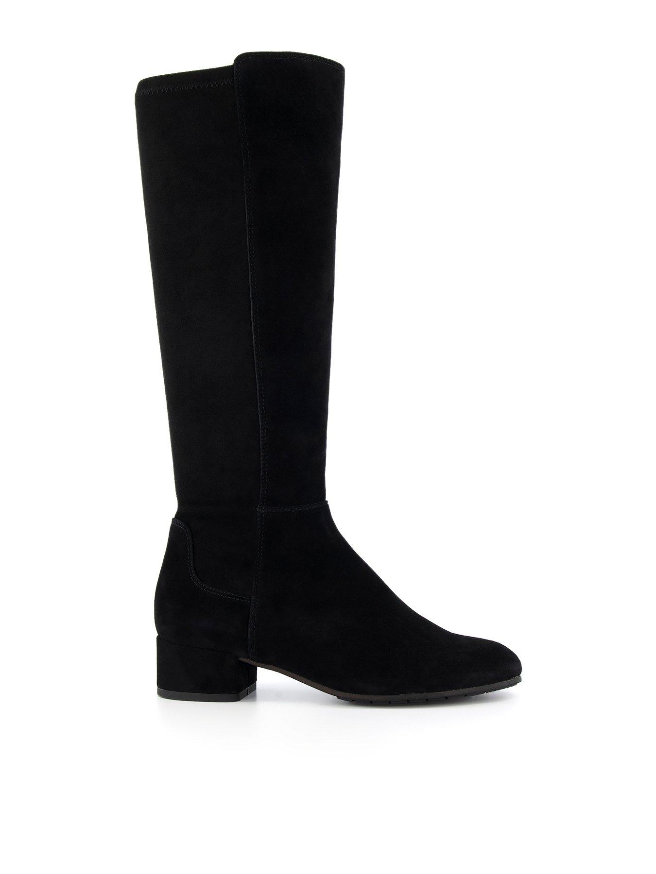 Dune London Wide Fit Tayla Suede Stretch Knee High Boots - Black