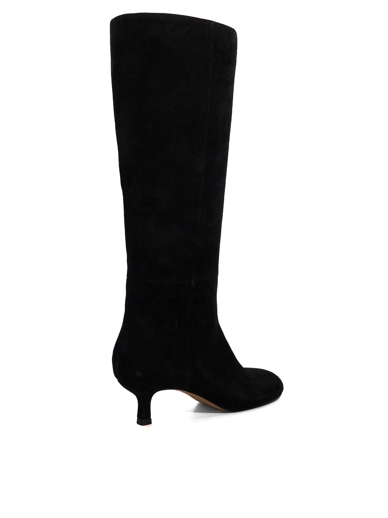 Image 4 of 6 of Dune London Searing Round Toe Suede Knee High Boot - Black