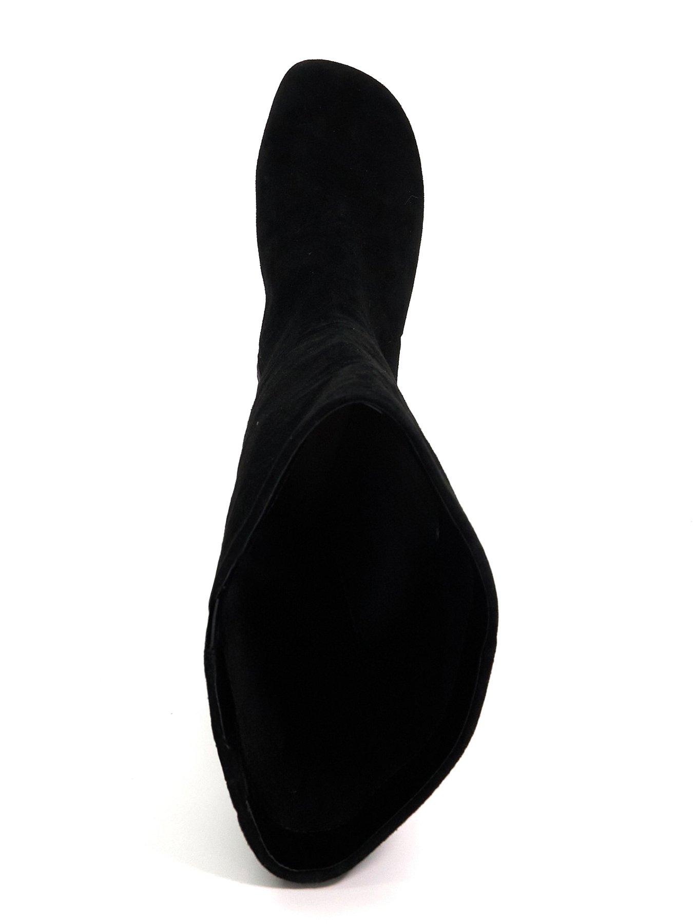Image 5 of 6 of Dune London Searing Round Toe Suede Knee High Boot - Black