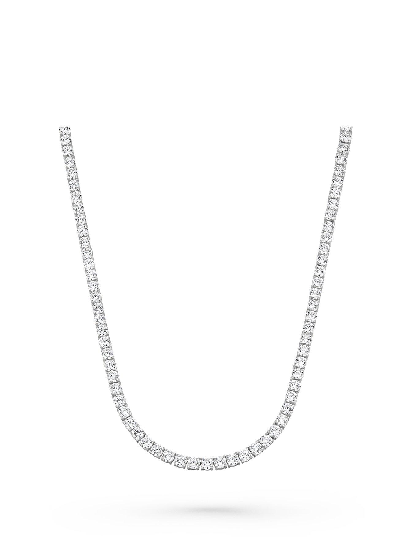 undefined Silver Cubic Zirconia Tennis Necklace