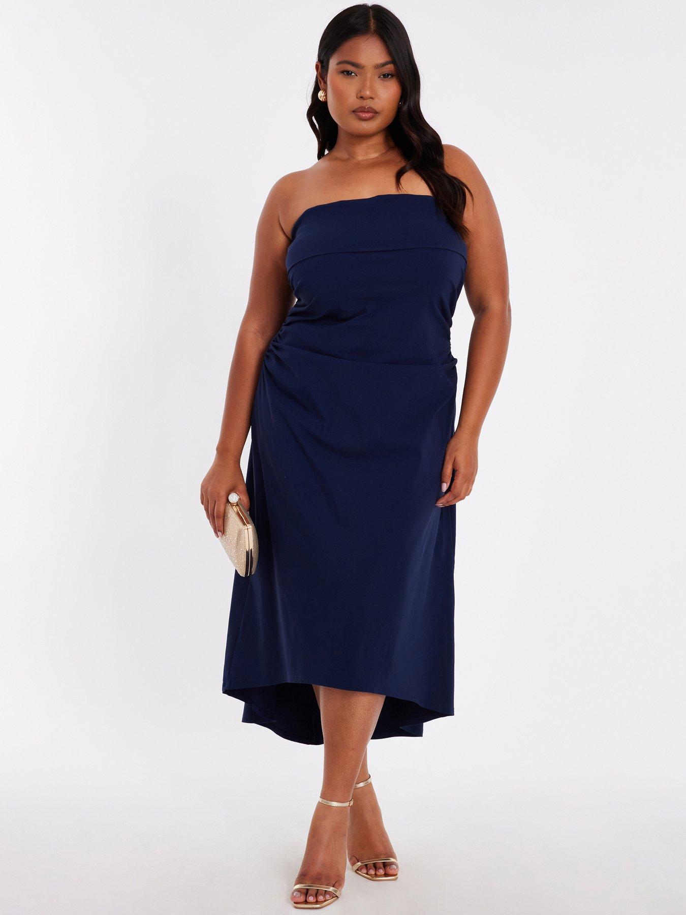 undefined Curve Navy Bandeau Midi Dress