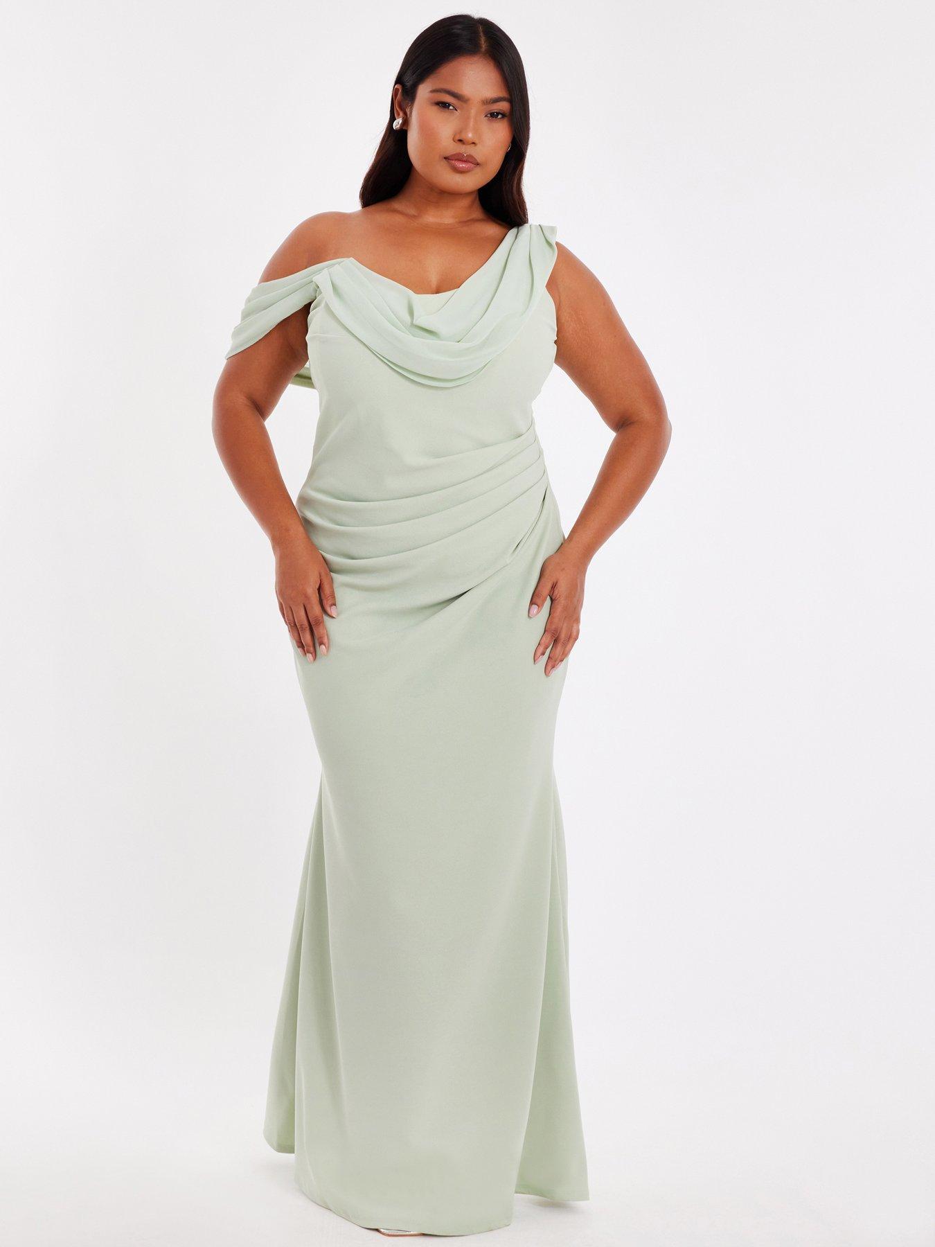 Quiz Curve Sage Drop Sleeve Maxi Dress | Very