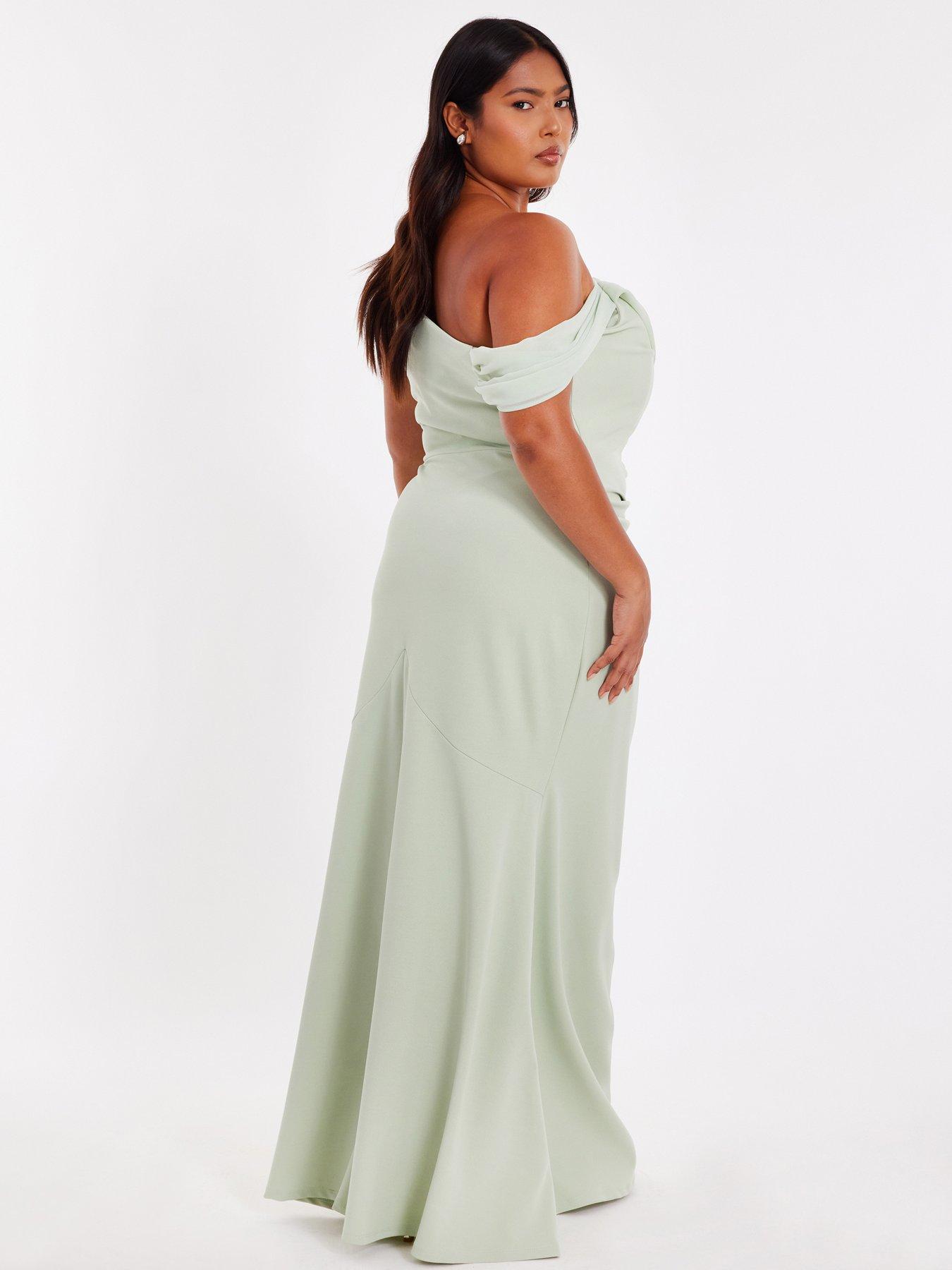 Quiz Curve Sage Drop Sleeve Maxi Dress | Very