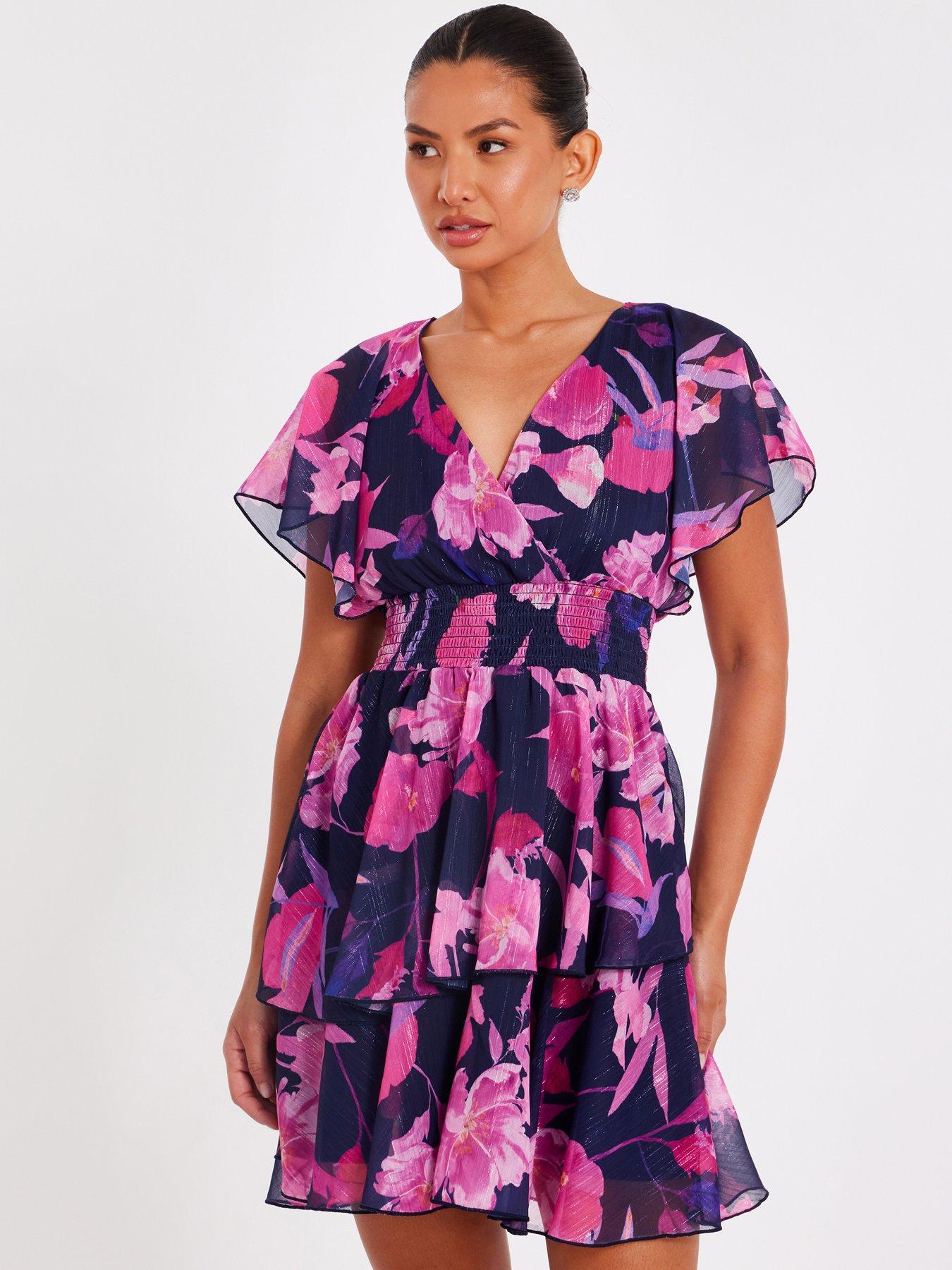 Quiz Navy Chiffon Tiered Mini Dress | Very
