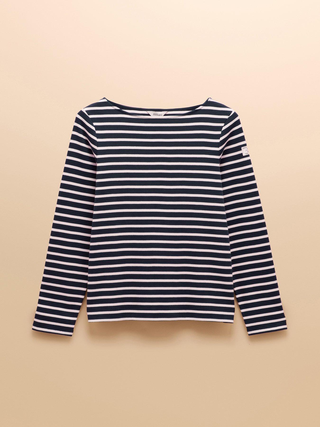undefined Boat Neck Breton Stripe Top - Navy/White