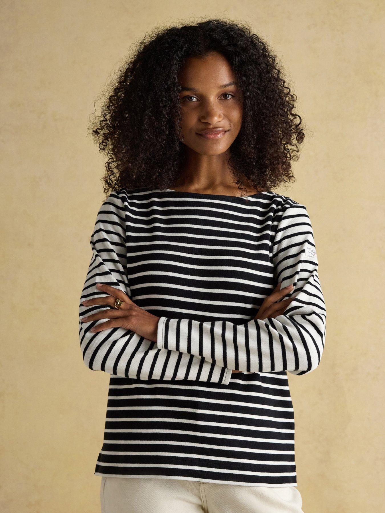 Joules Boat Neck Breton Top Hotchpotch - Black/Cream