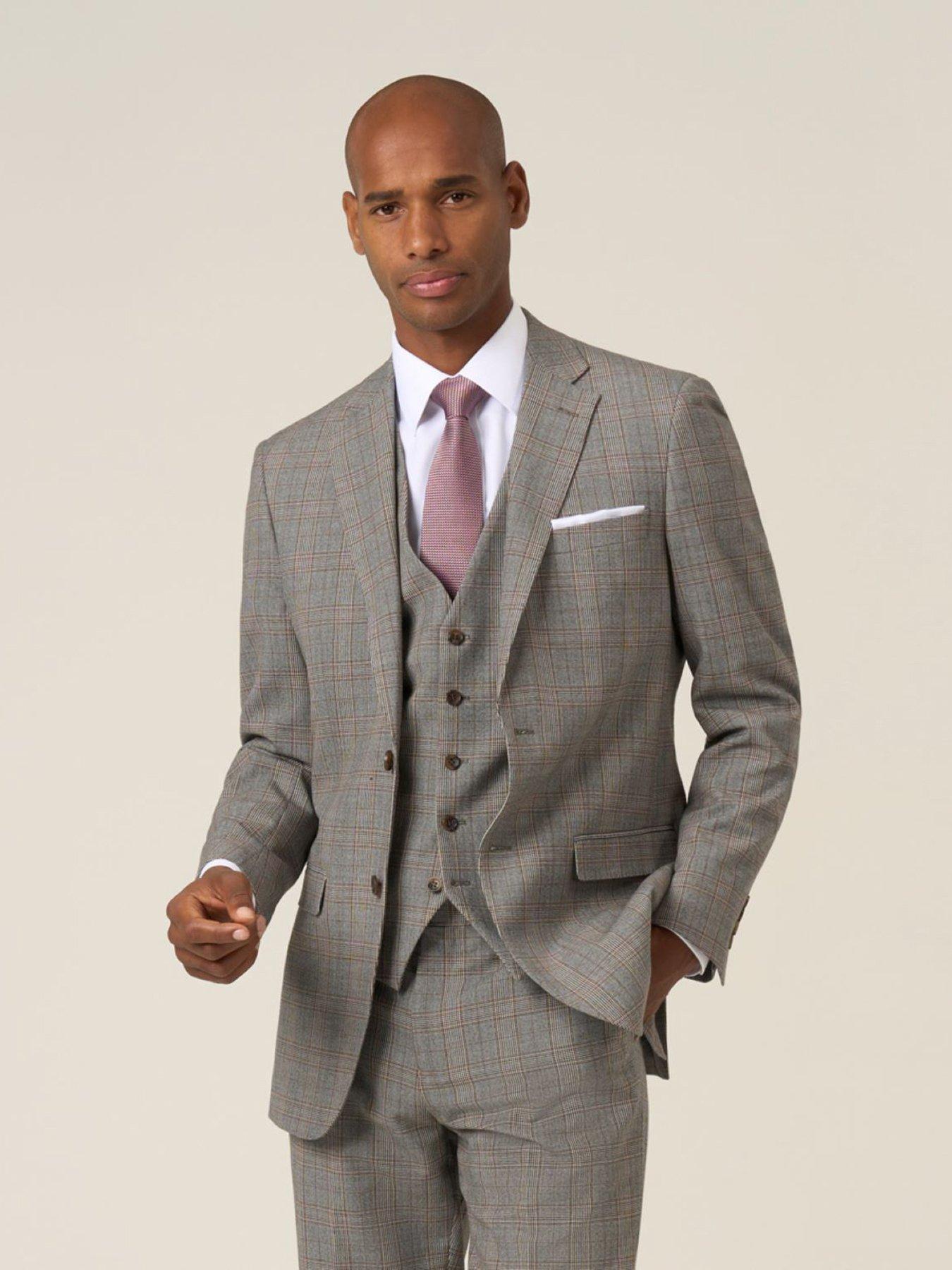 Skopes Tailored Fit Haley Brown Check Suit Jacket - Light Brown