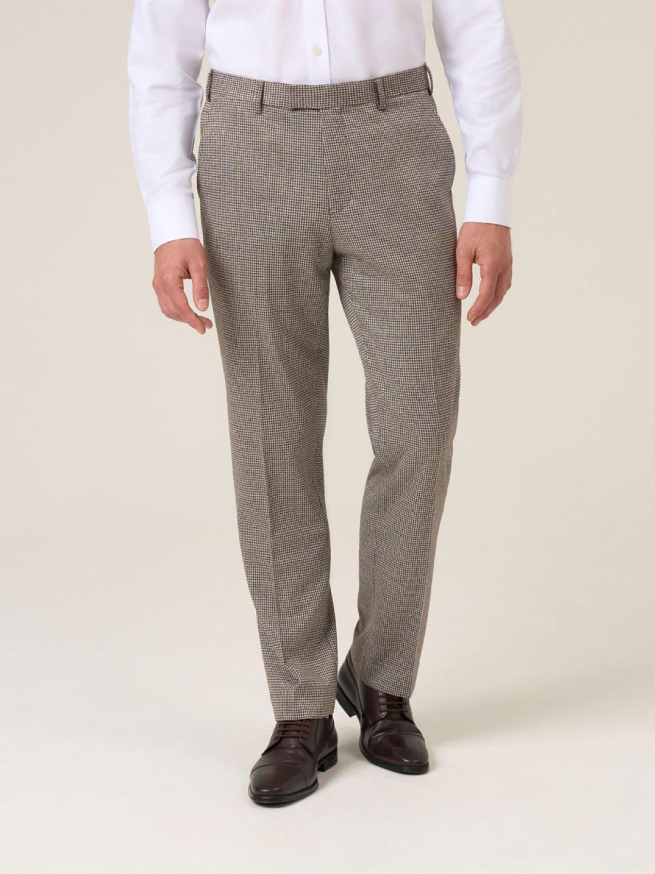 Skopes Tailored Fit Cannon Houndstooth Suit Trousers - Brown