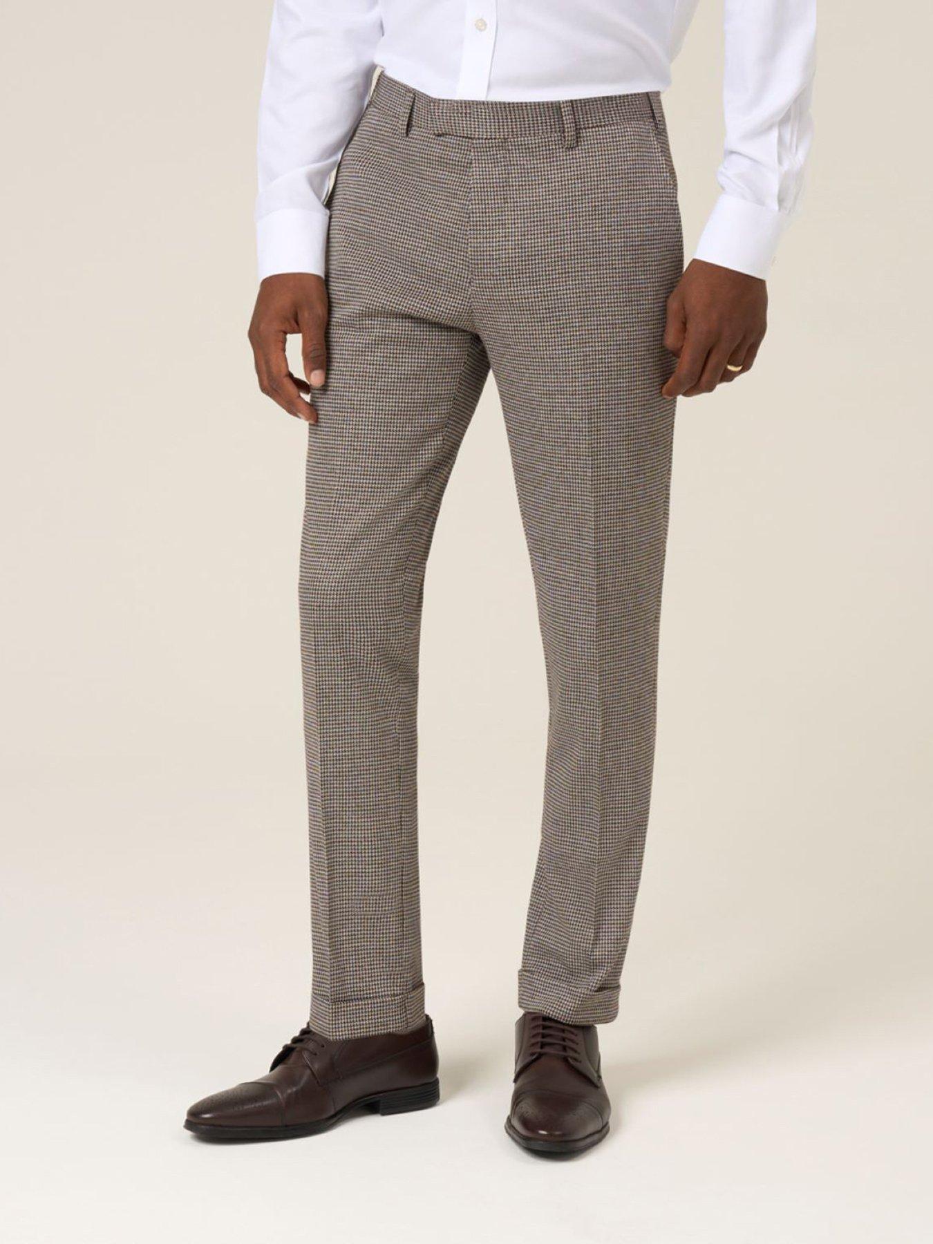 Skopes Tapered Cannon Houndstooth Suit Trousers - Brown