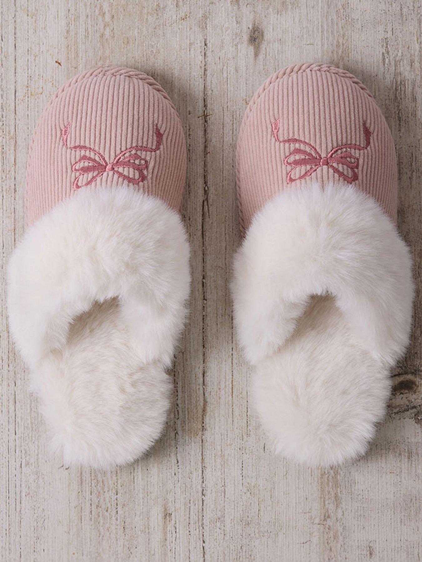 CHELSEA PEERS Womens Cord Slippers With Embroidery - Beige