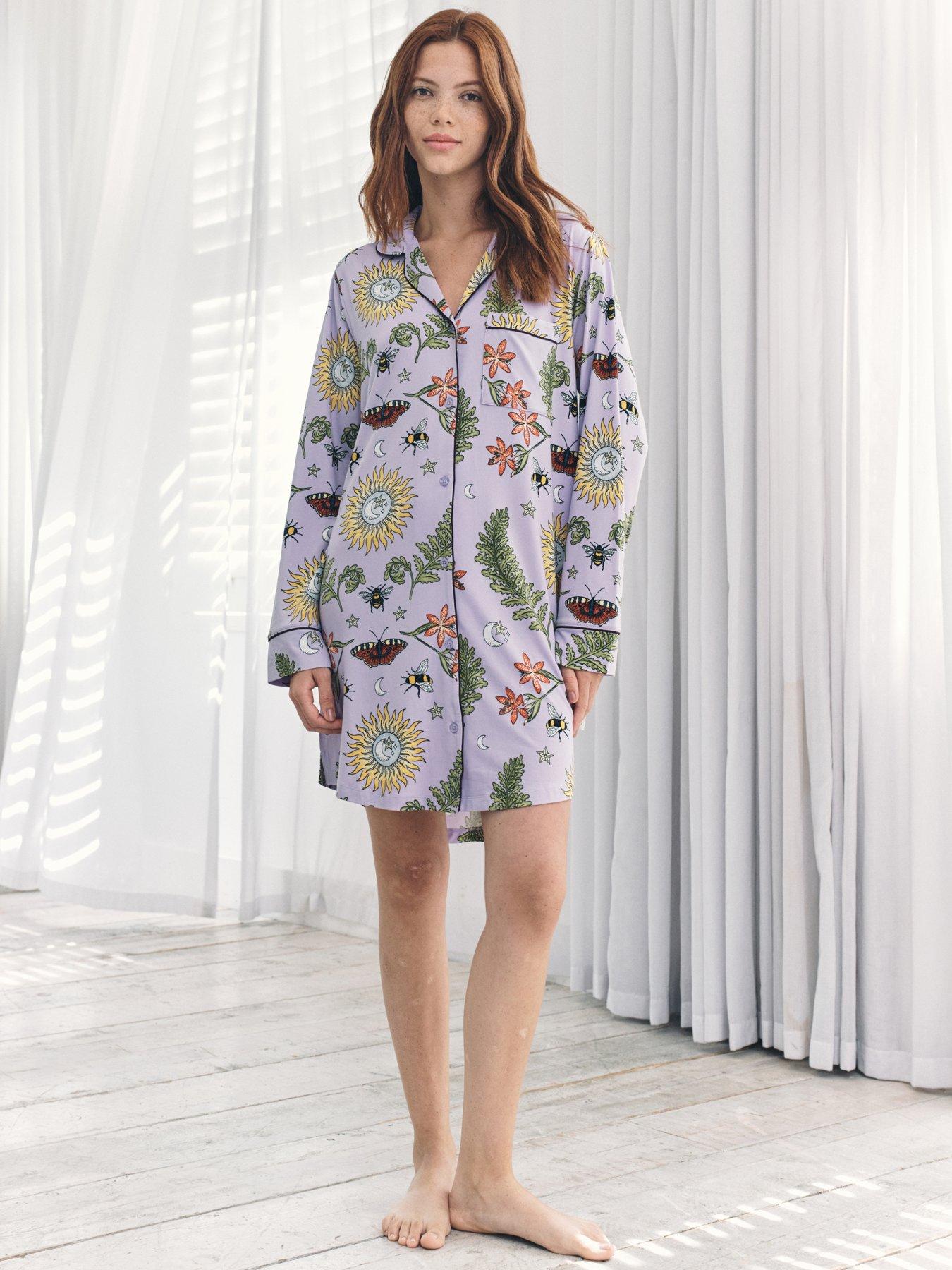 CHELSEA PEERS Classic Night Shirt In Polyester - Lilac