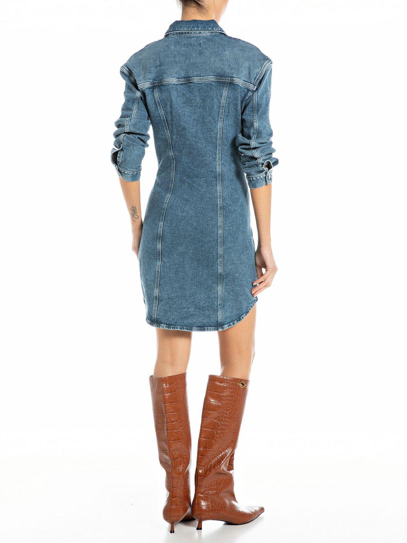 replay denim dress LONG DENIM SHIRT DRESS