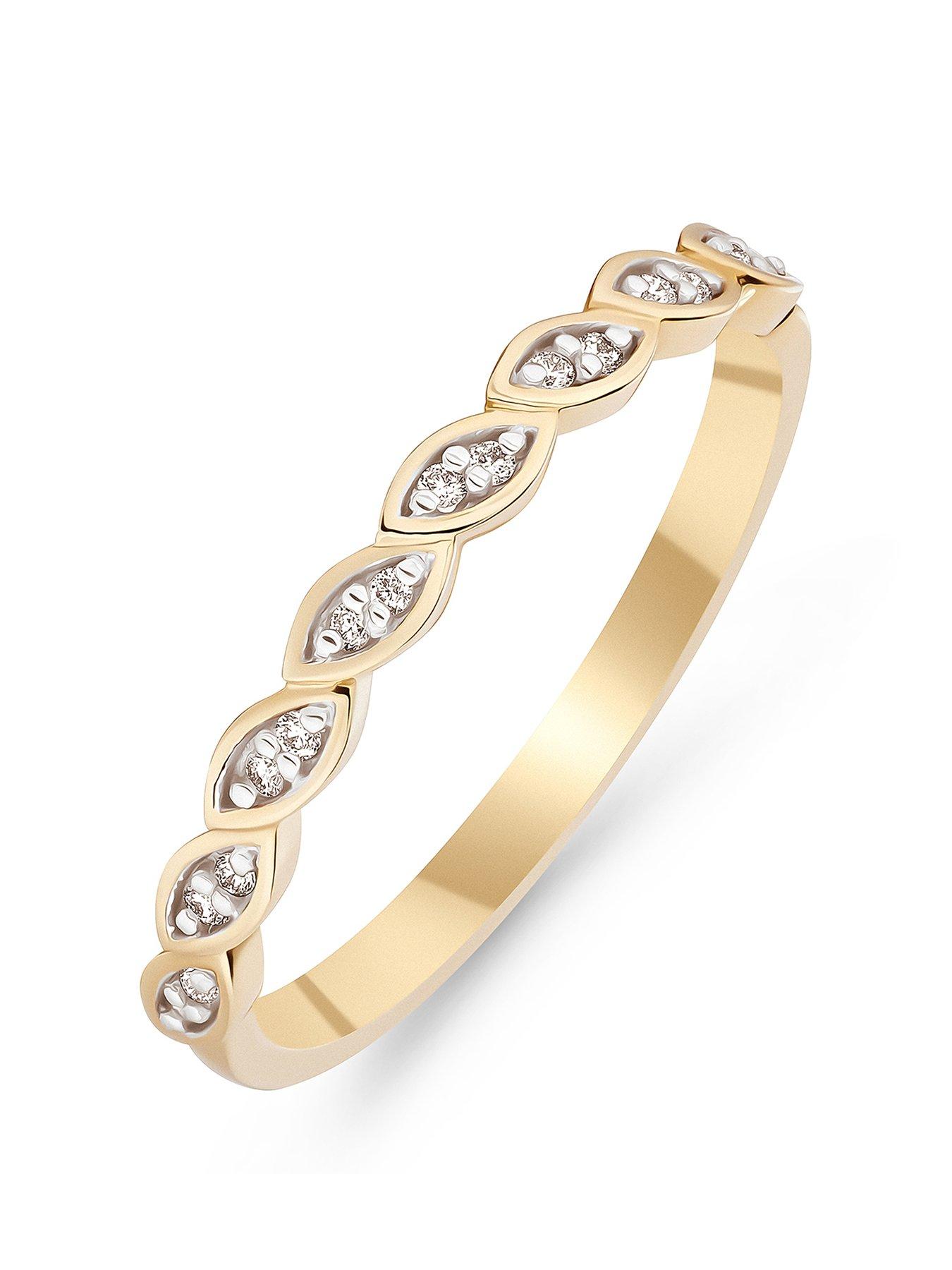 undefined 9Ct Gold Diamond Petal Ring