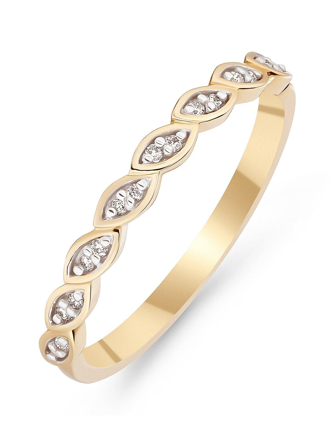 Beaverbrooks 9Ct Gold Diamond Petal Ring