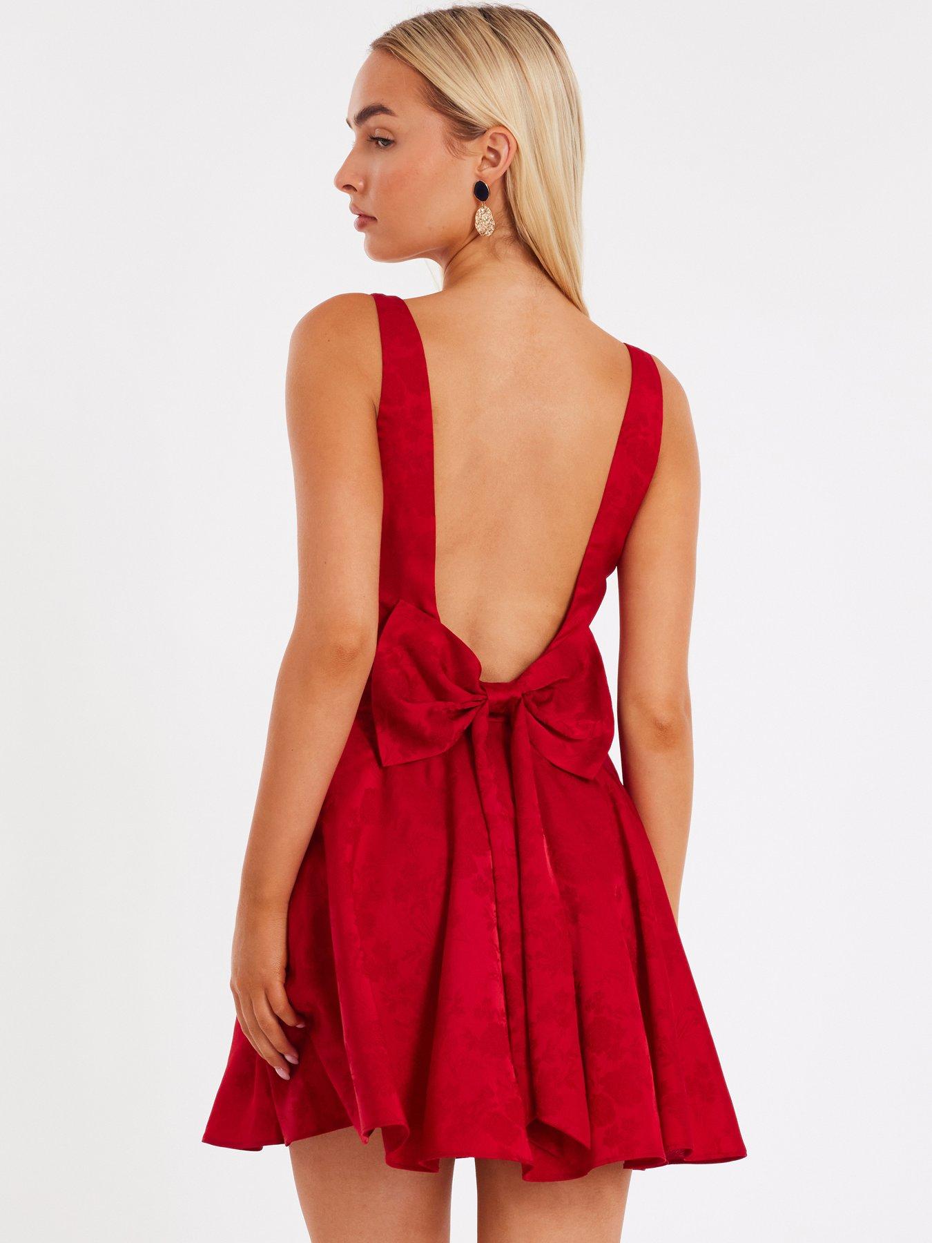 Quiz Red Satin Jacquard Mini Dress | Very
