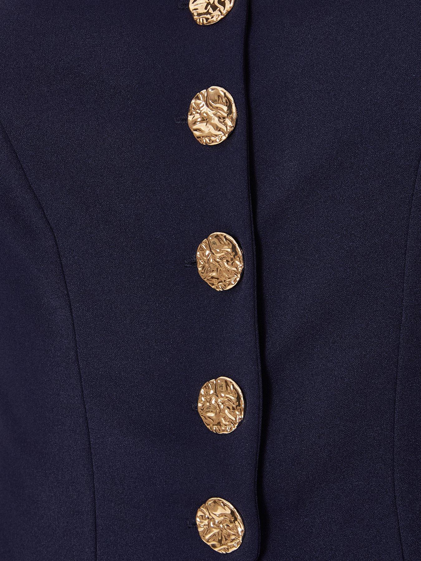 Image 6 of 6 of Quiz Curve Navy Button Detail Jumpsuit