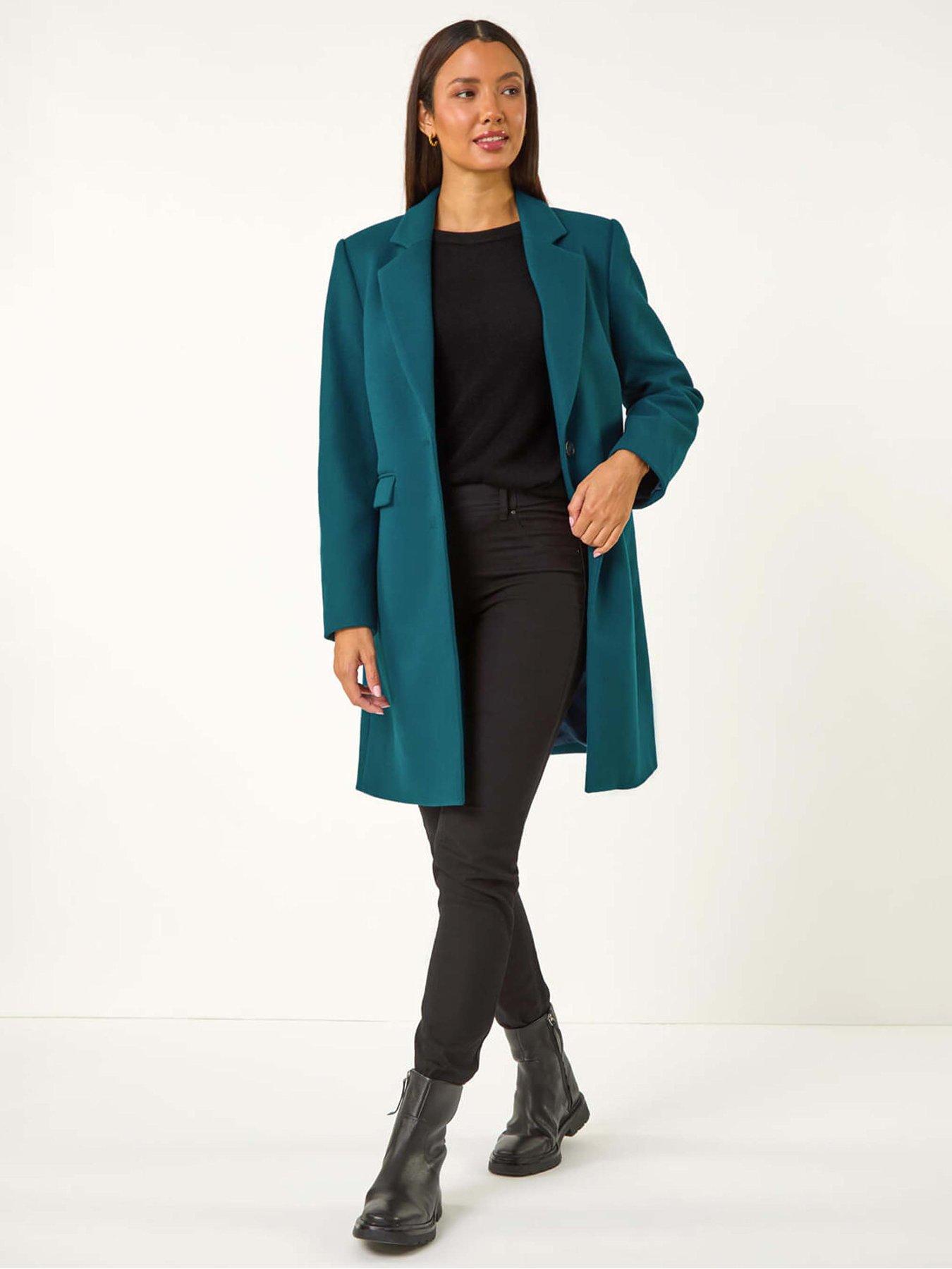 Roman Tailored Single Breasted Coat, Blue, Size 18, Women