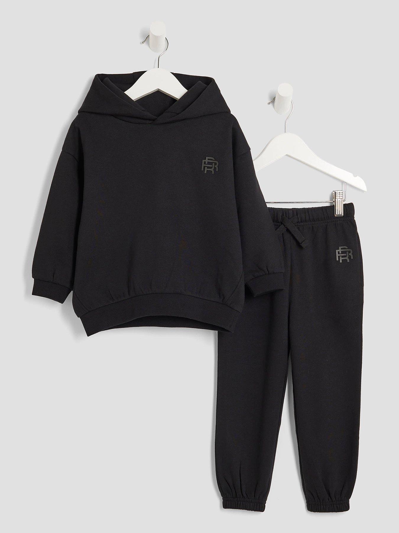 River Island Mini Boys Essentials Hoodie And Joggers Set - Black
