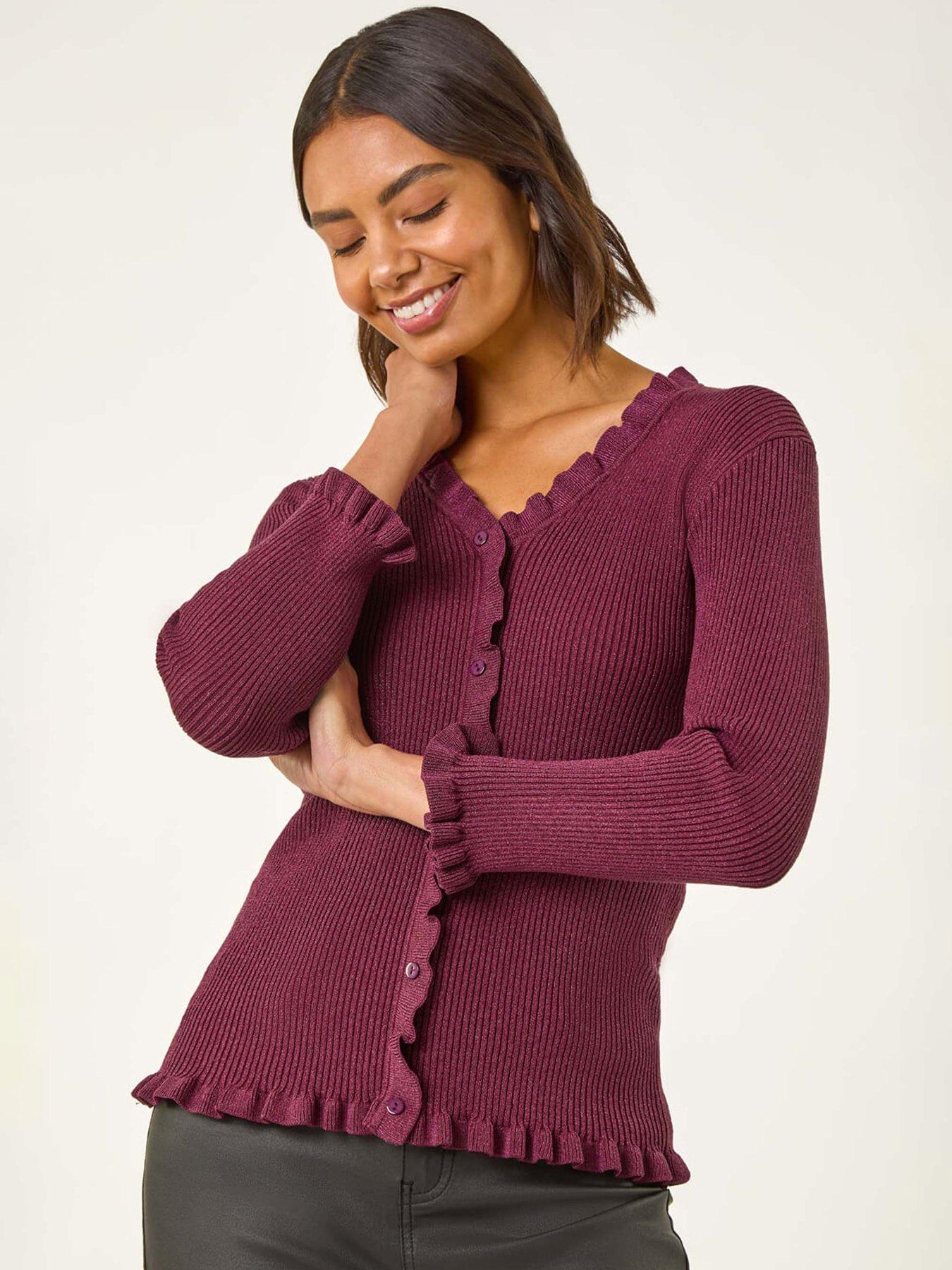 Roman V-neck Ruffle Knit - Burgundy