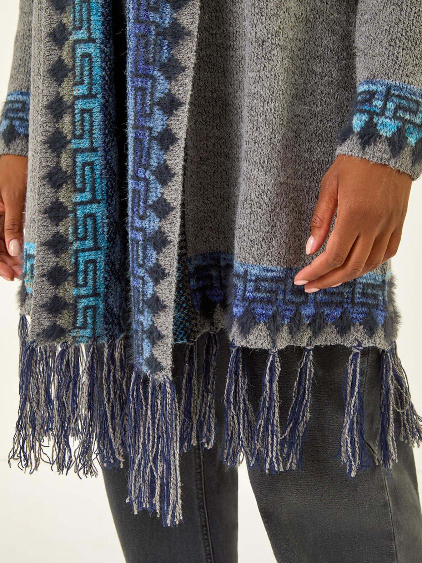 Image 5 of 5 of Roman Jacquard Edge Knit Cardigan - Grey