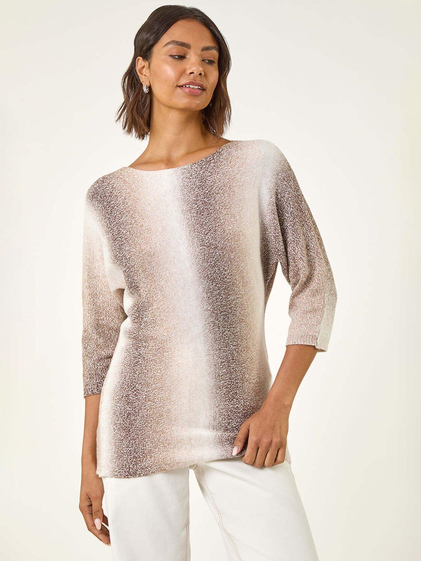 Roman Ombre Stripe Knit Jumper - Beige