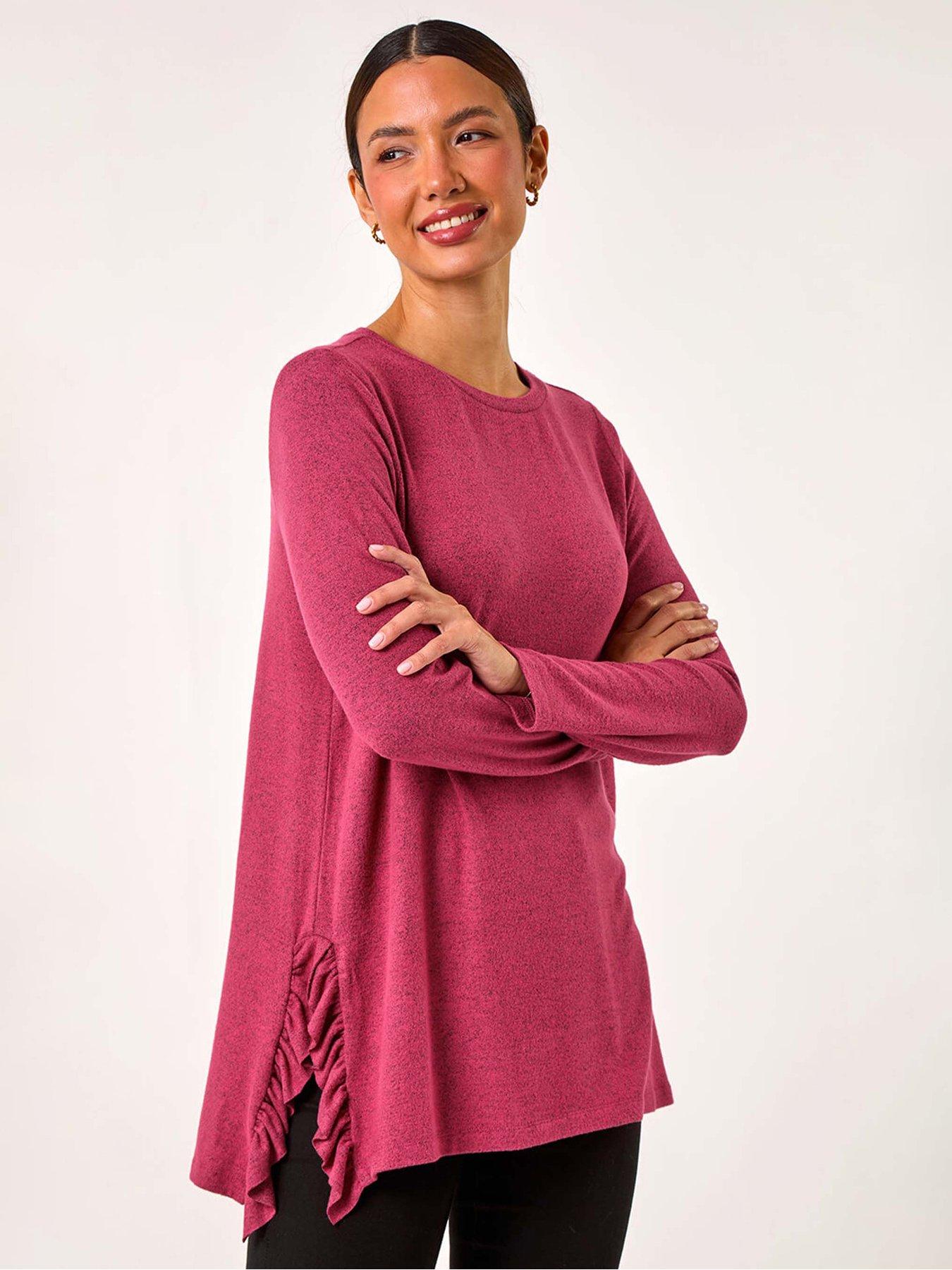 Roman Soft Touch Side Ruffle Top - Pink