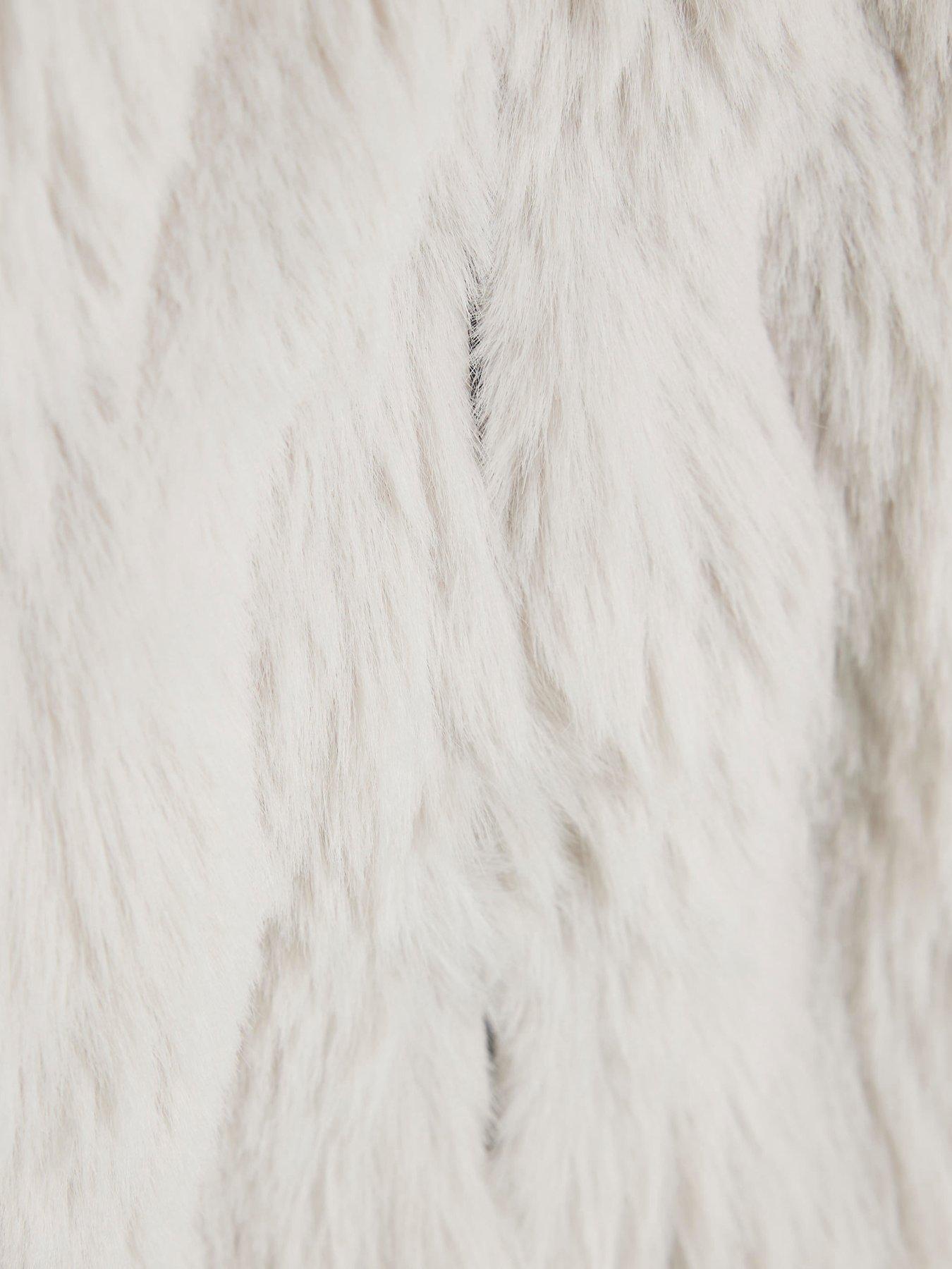 Image 3 of 4 of River Island Mini Girls Faux Fur Wrap Hooded Coat - Grey