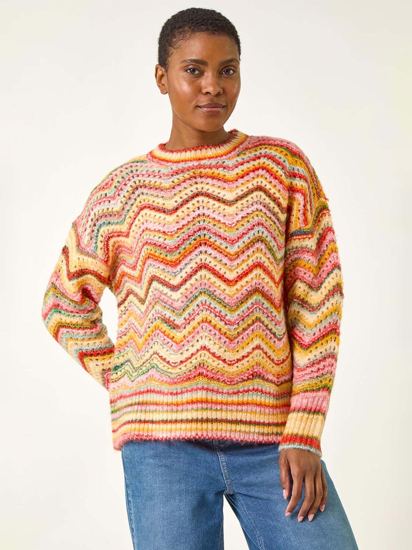 Roman Zig Zag Pointelle Knit Jumper - Multi