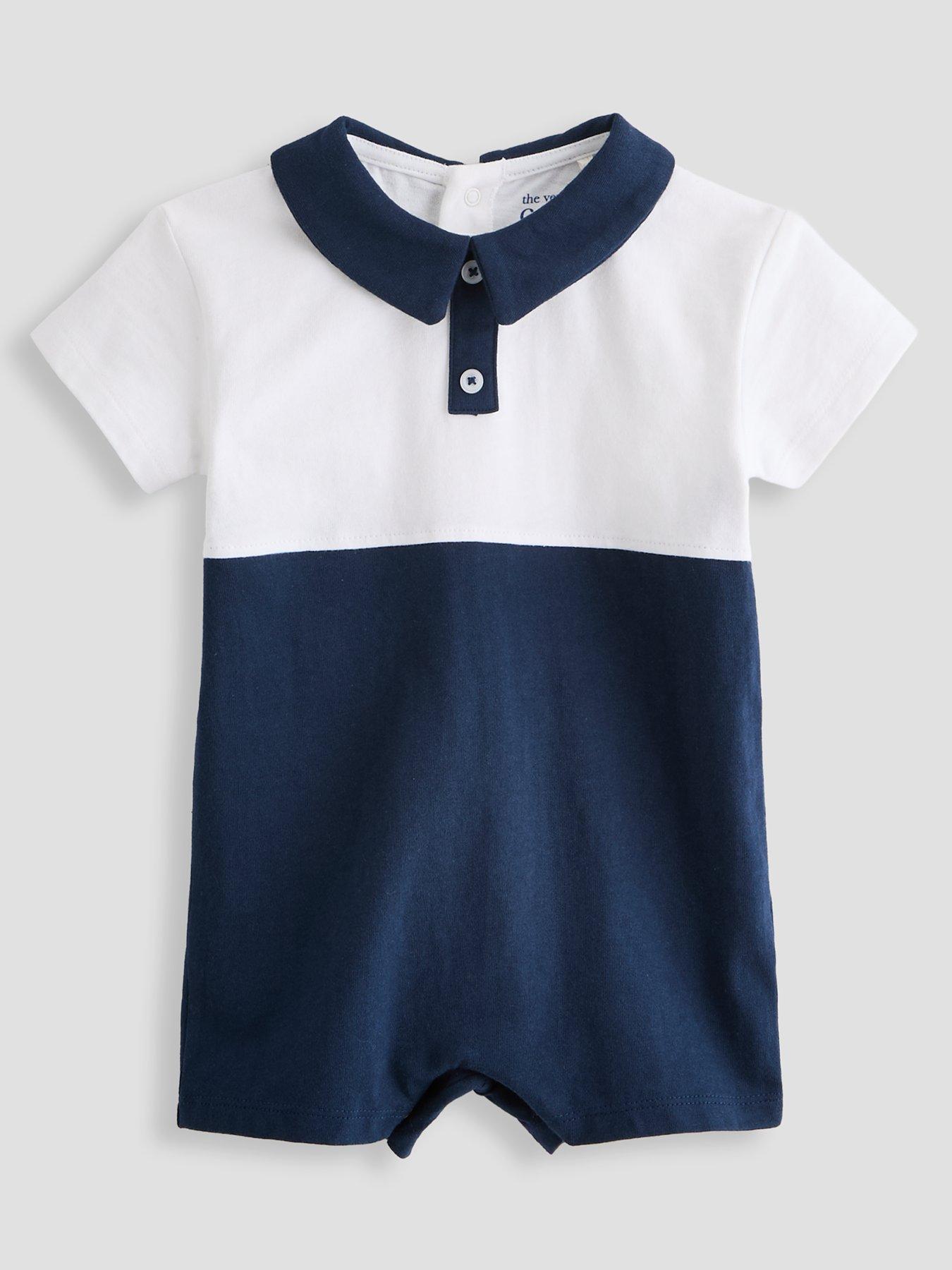 The Very Collection Colour Block Collared Romper Suit  - Navy
