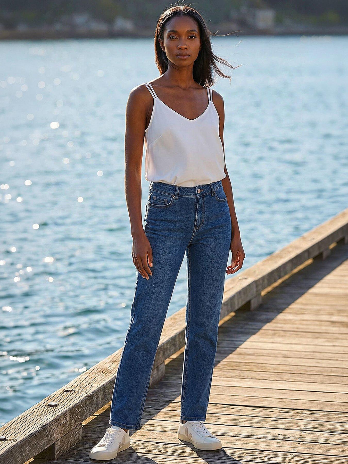 Roman Petite Stretch Straight Leg Jeans - Indigo