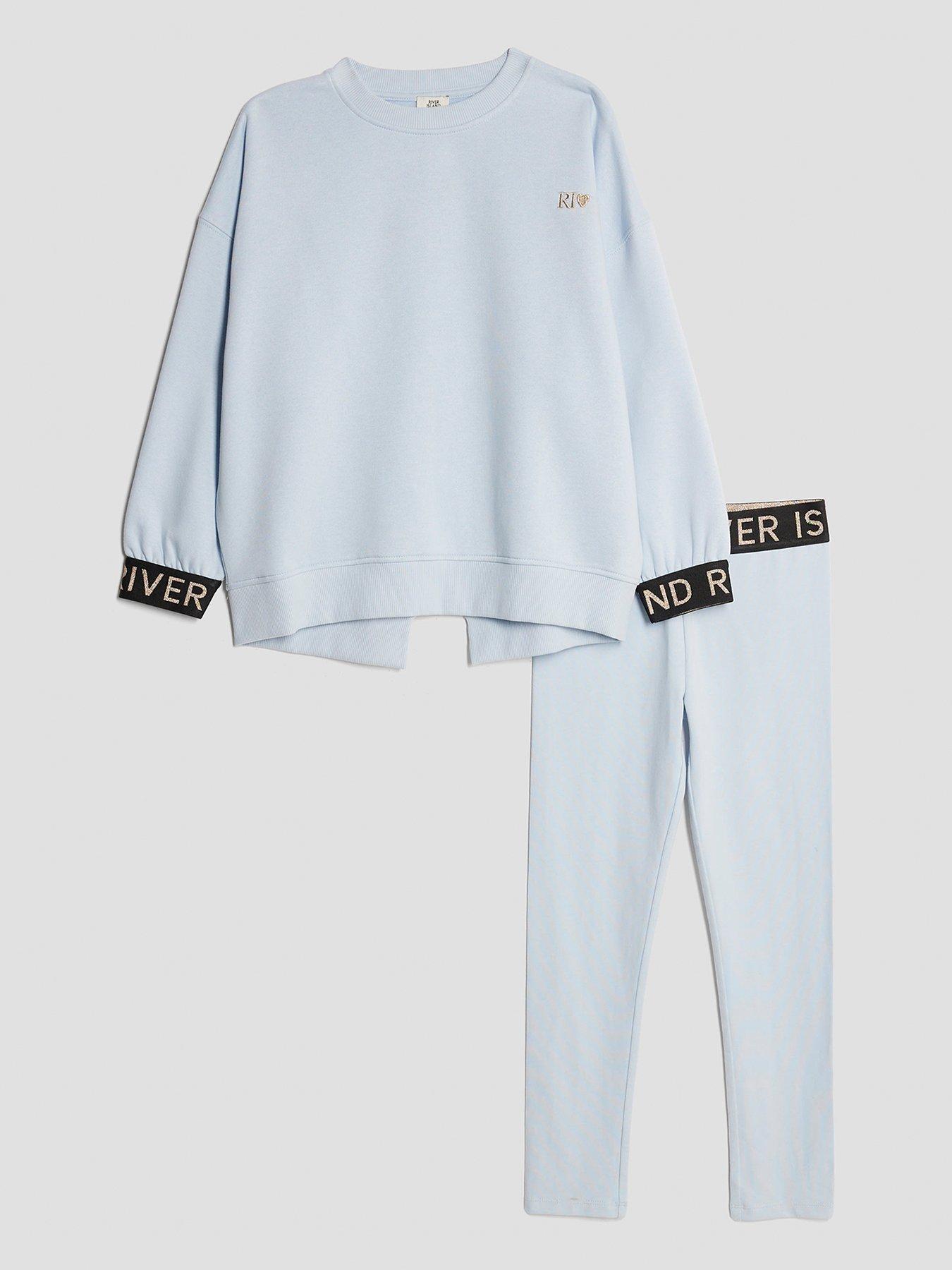 River Island Older Girls Split Back Legging Set - Blue