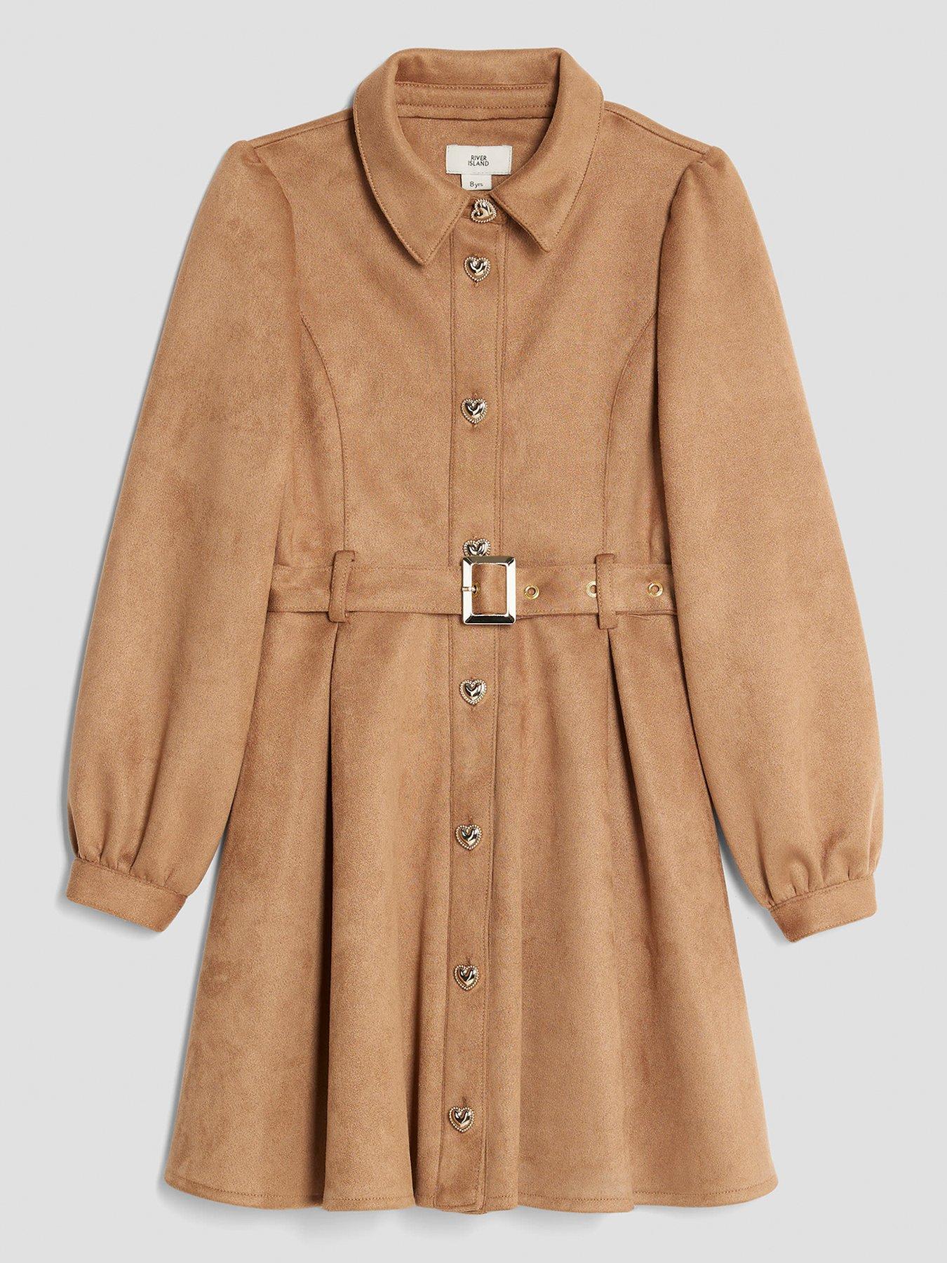 River Island Older Girls Suedette Skater Dress - Brown
