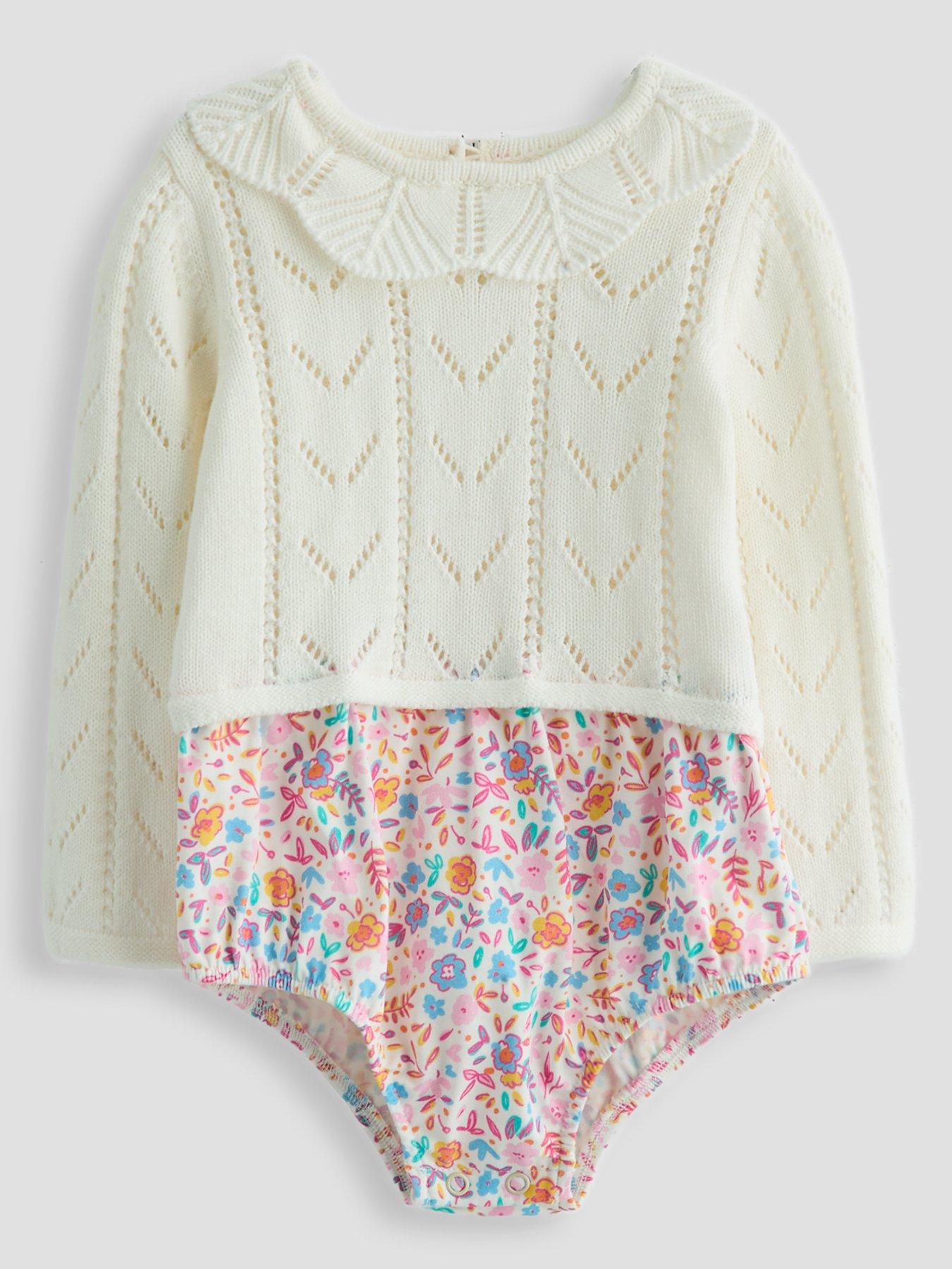 Image 1 of 6 of The Very Collection Floral Knit Romper - White