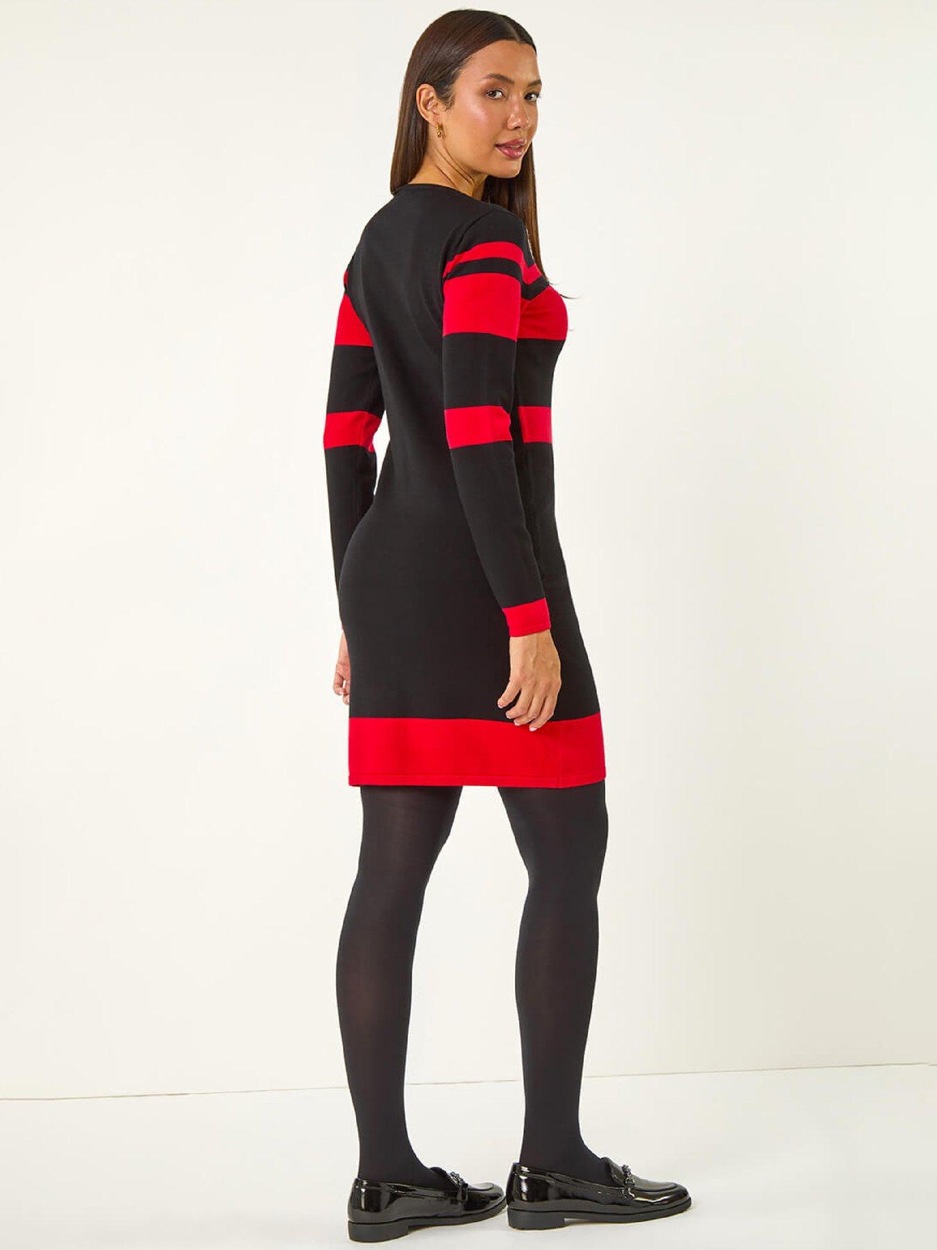 Roman Colour Block Knit Dress - Red | Very