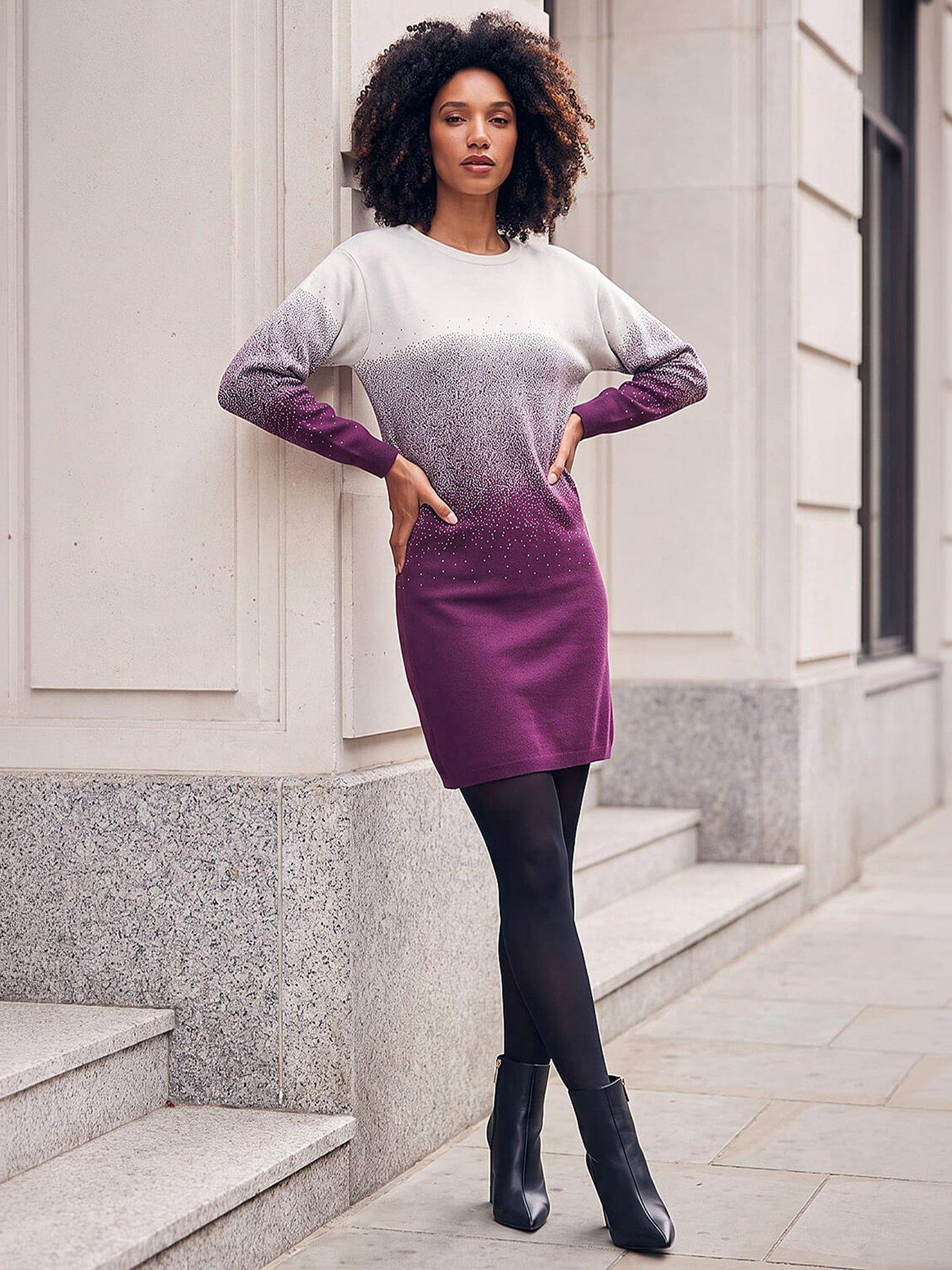 Roman Women's Red Ombre Knitted Jumper Dress In | : Size 16 - Image 3