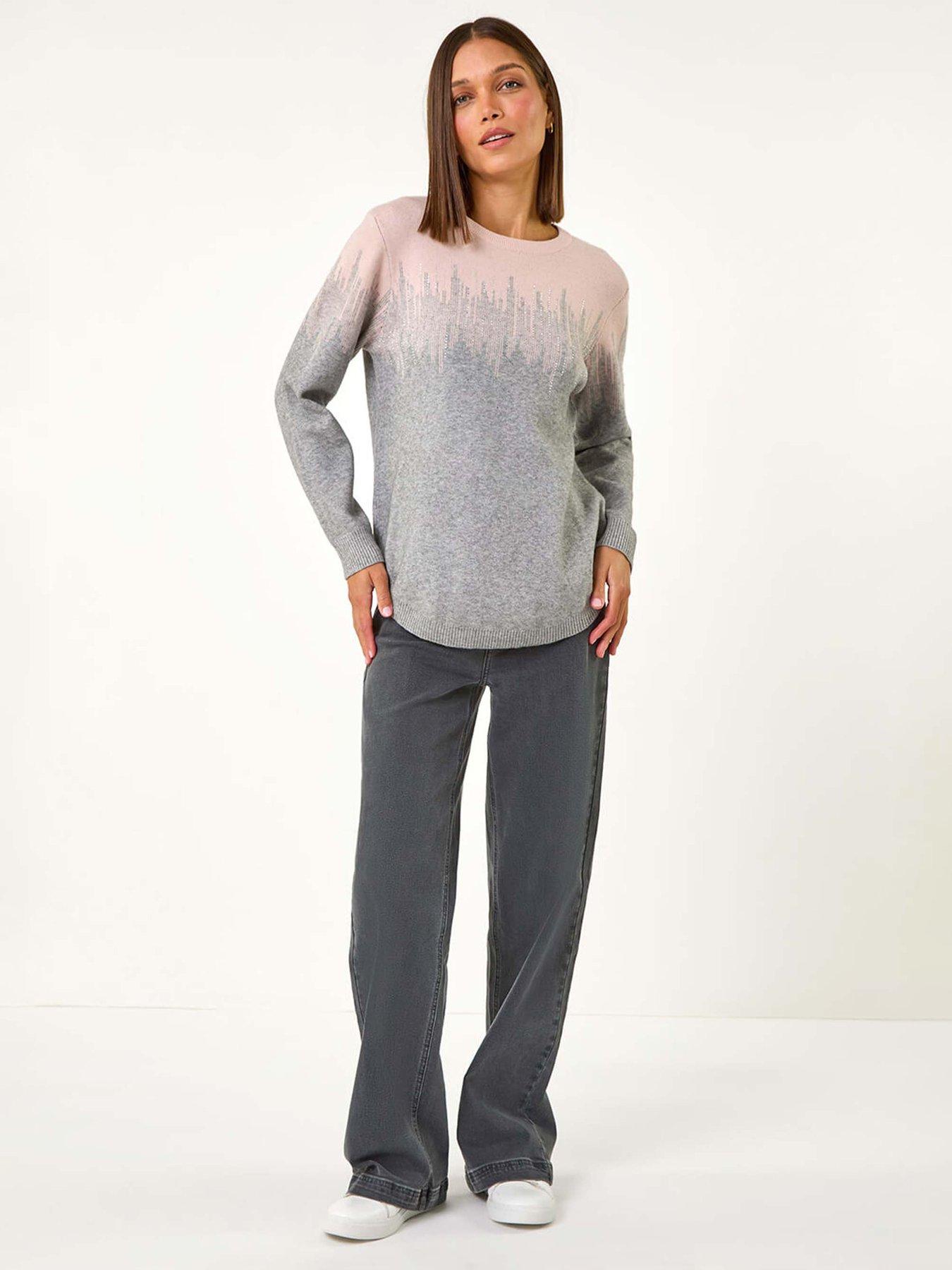 Image 3 of 5 of Roman Hotfix Colour Block Knitted Jumper - Light Pink