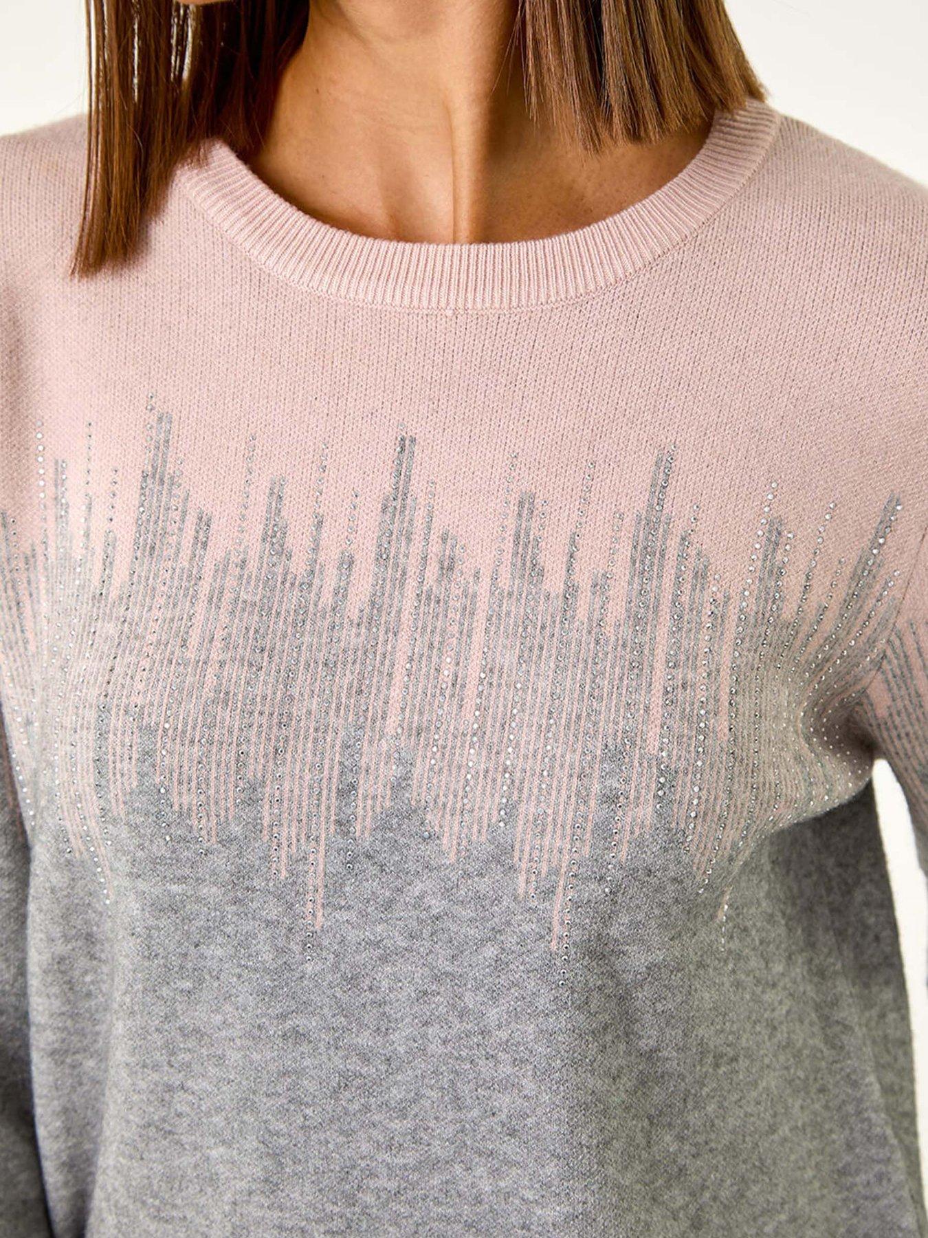 Image 5 of 5 of Roman Hotfix Colour Block Knitted Jumper - Light Pink