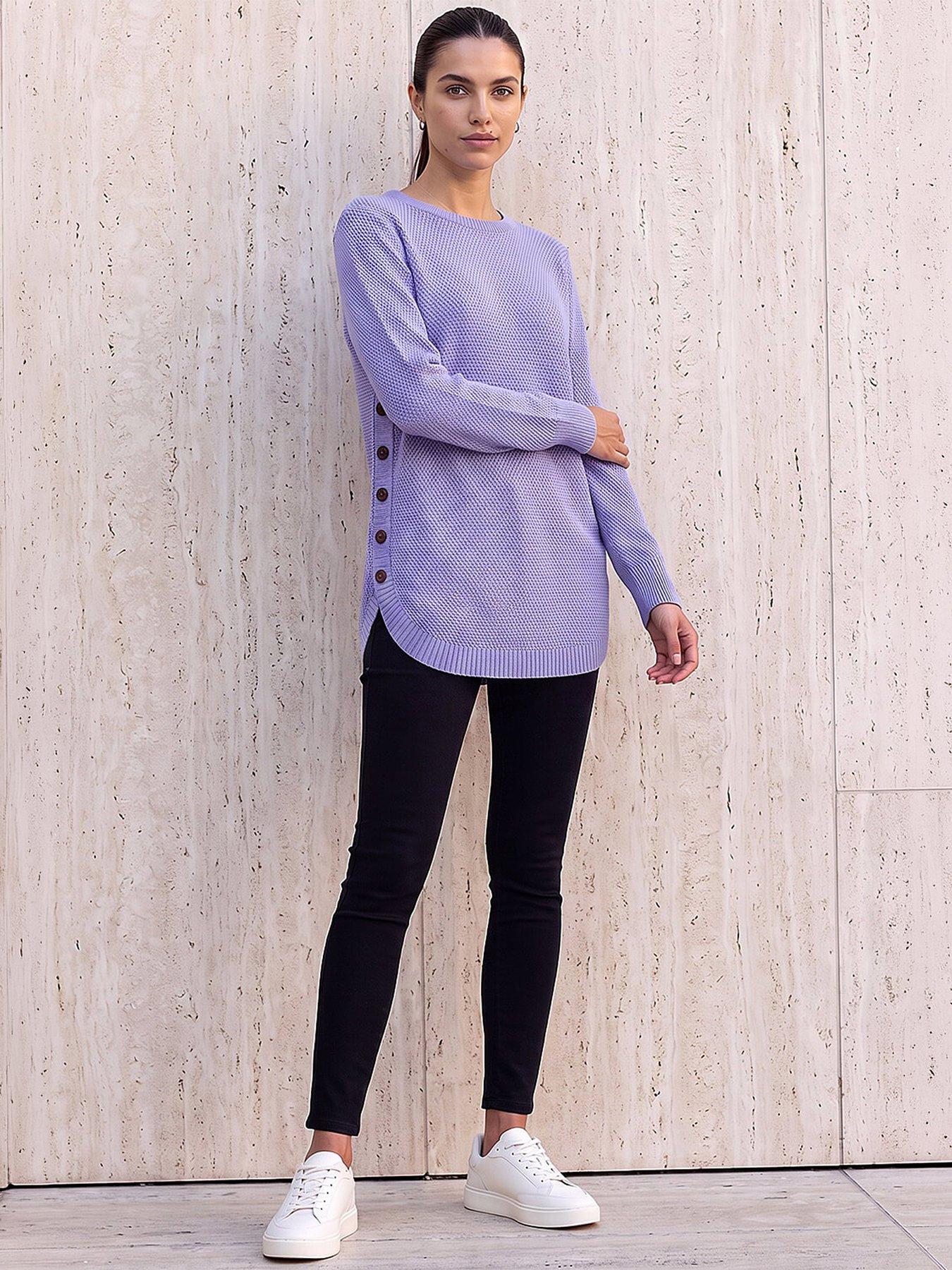 Roman Textured Curved Hem Jumper - Violet | Very
