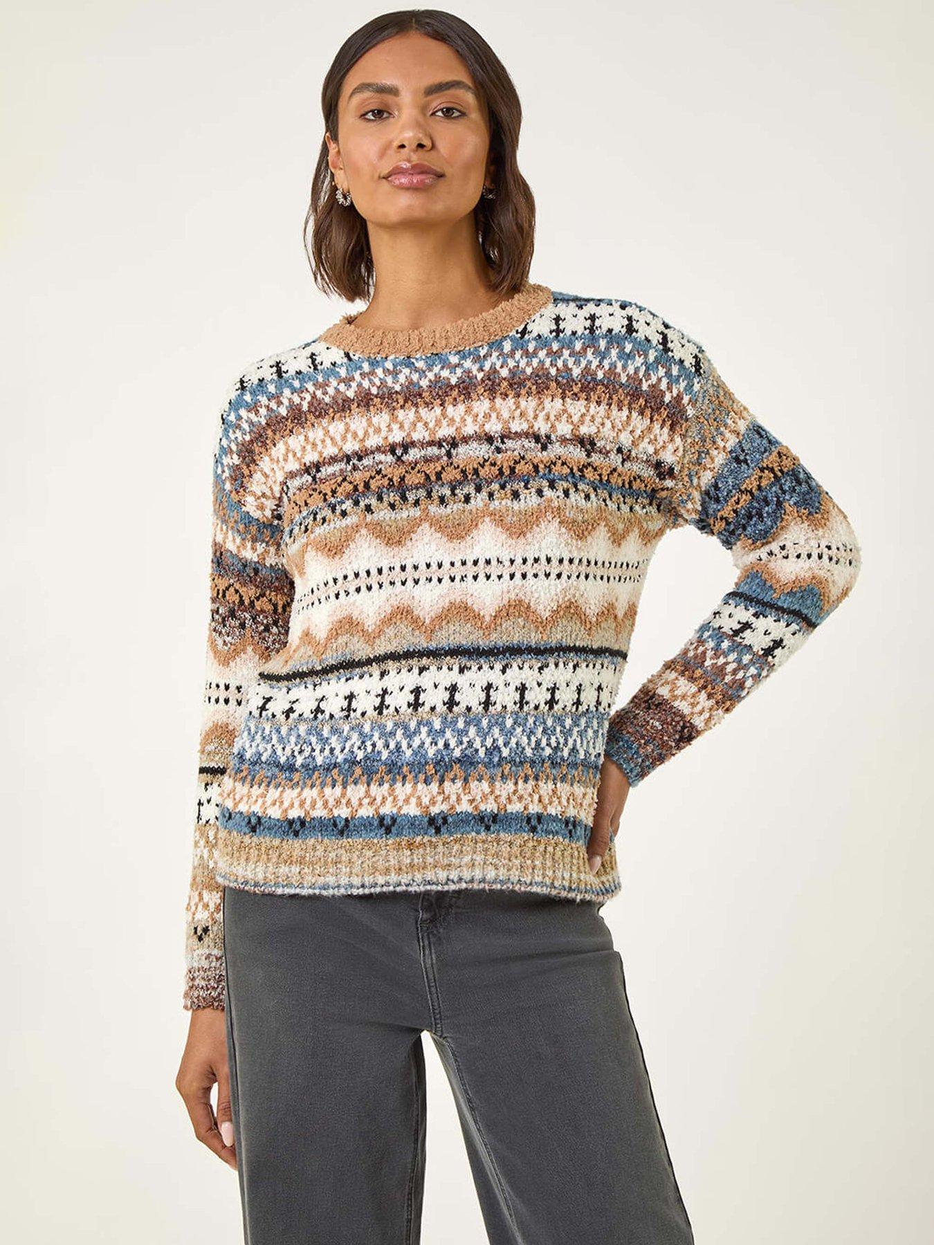 Roman Jacquard Soft Knit Jumper - Biscuit