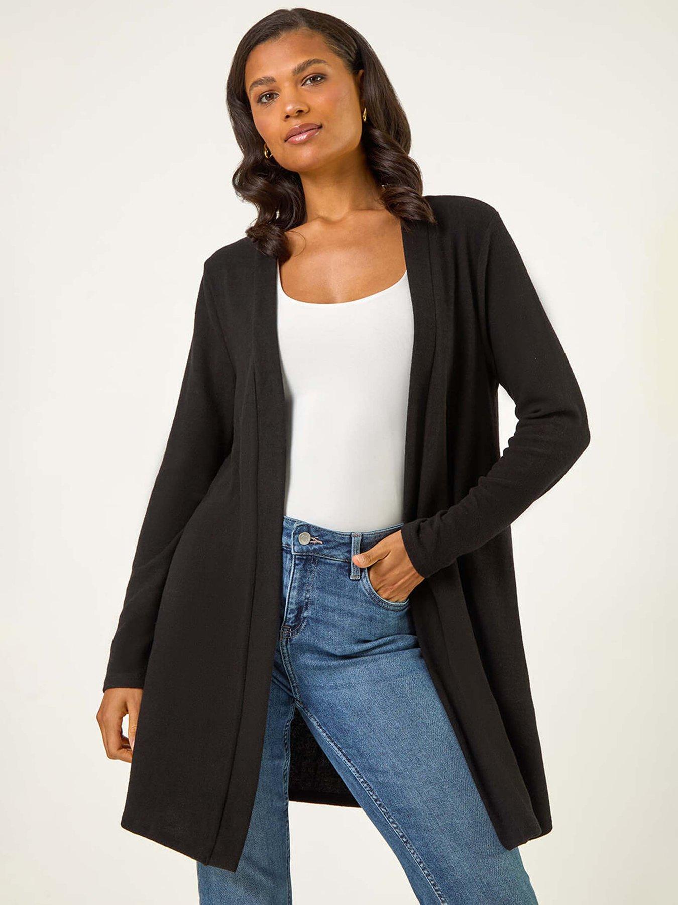 Roman Longline Knit Cardigan - Black
