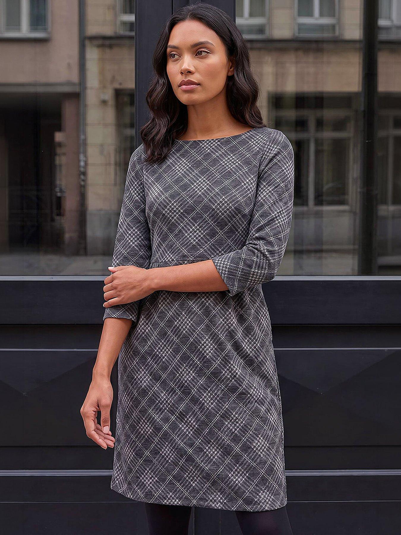 dark grey shift dress Roman Checked Pleat Front - sportswear