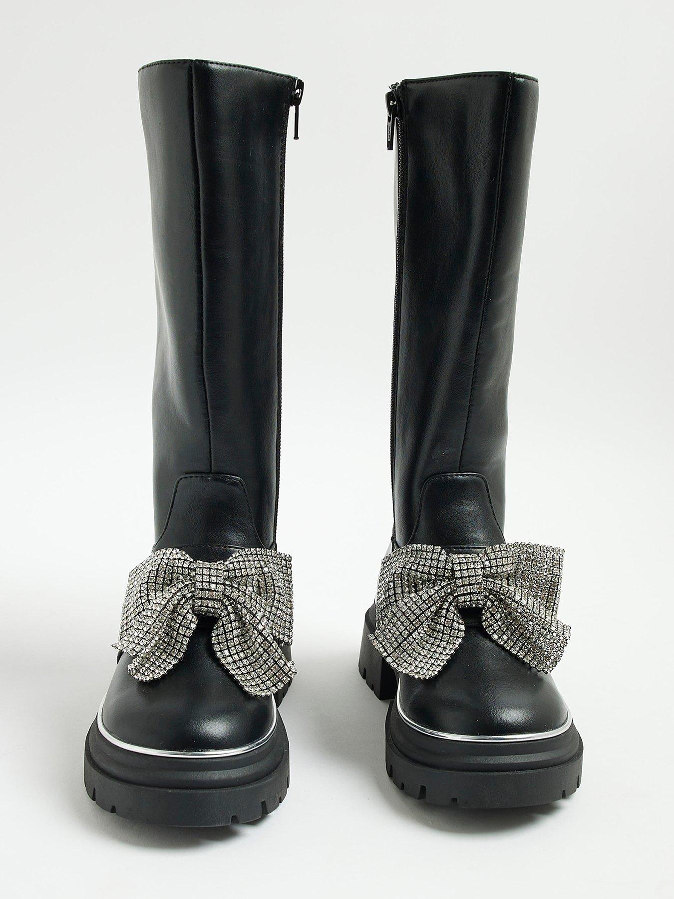 Bottes Noires River Island - Taille UK 3 (pointure 36 Env.) - Occasion, Tiges Serrées