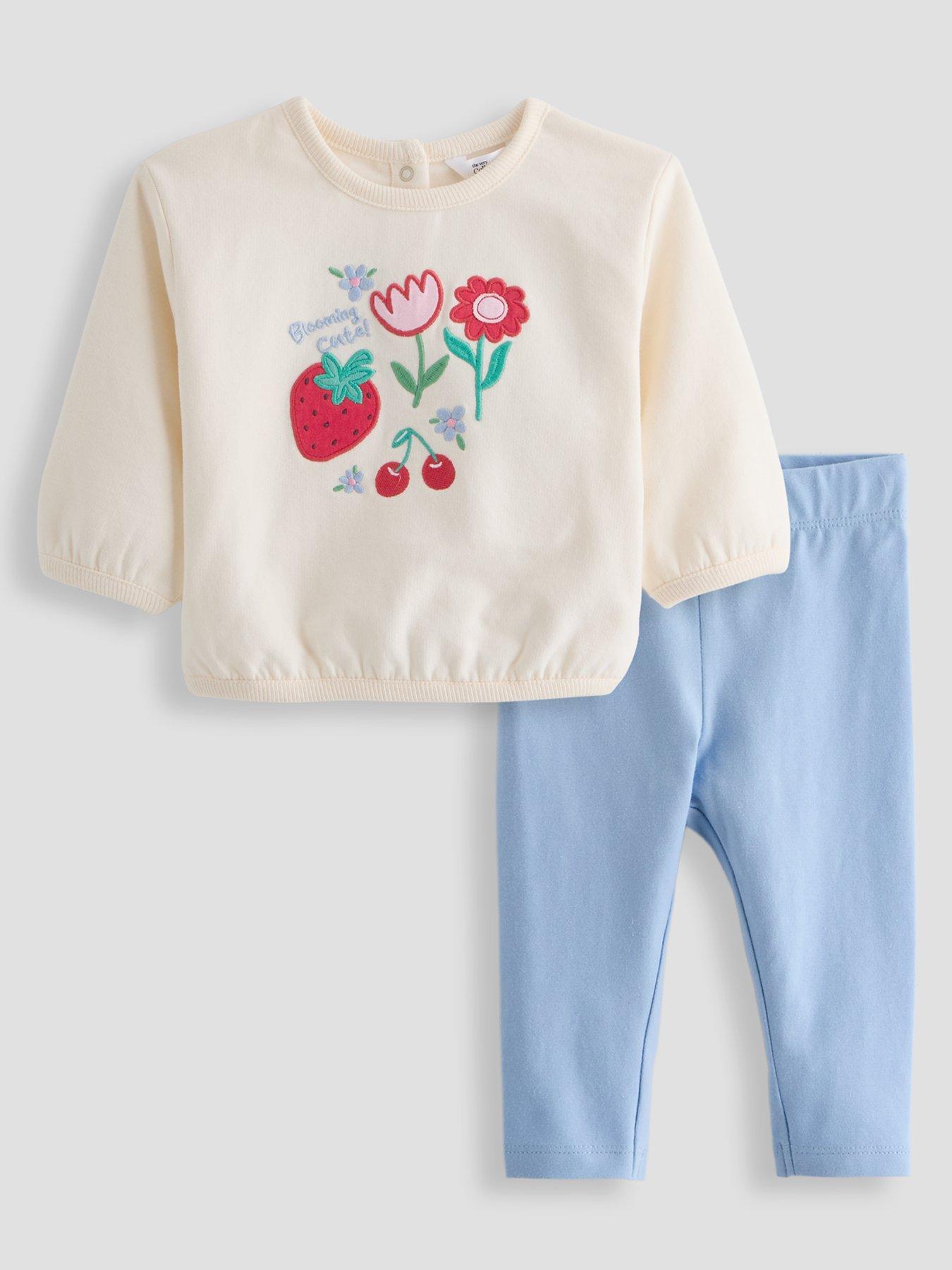 The Very Collection Embroidered Fruit Patchwork Top and Leggings Set - Cream