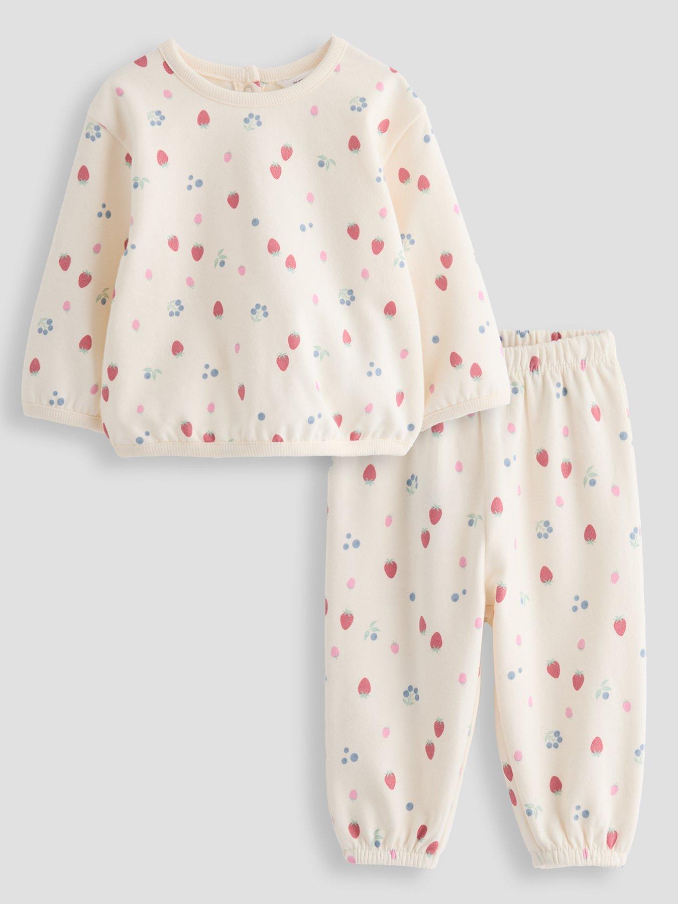 The Very Collection Fruit Print 2 Piece Top and Joggers Set - Cream